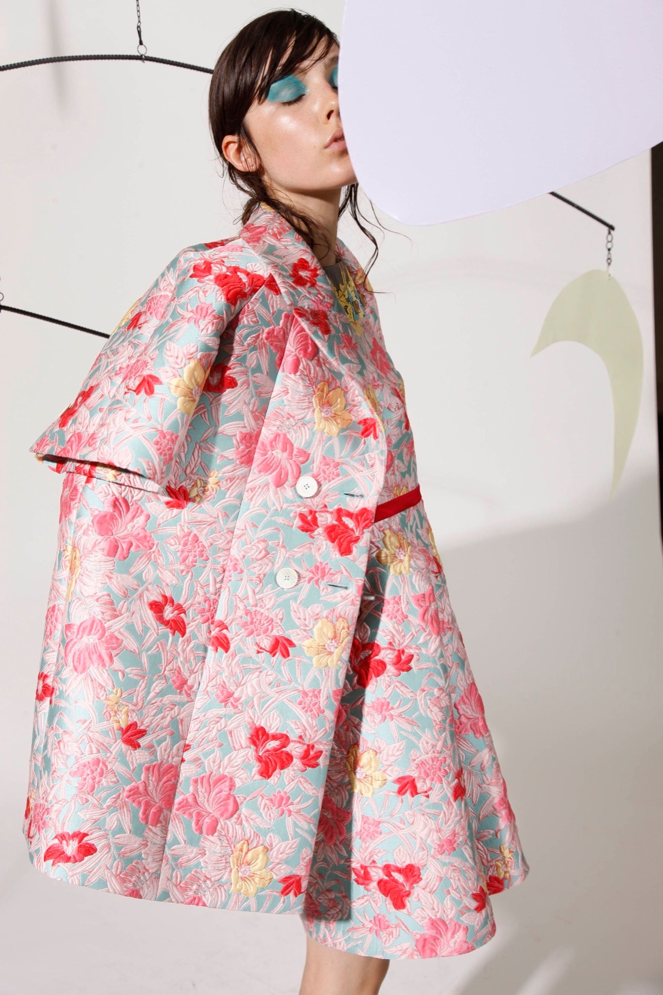 floral pink silk coat and dress