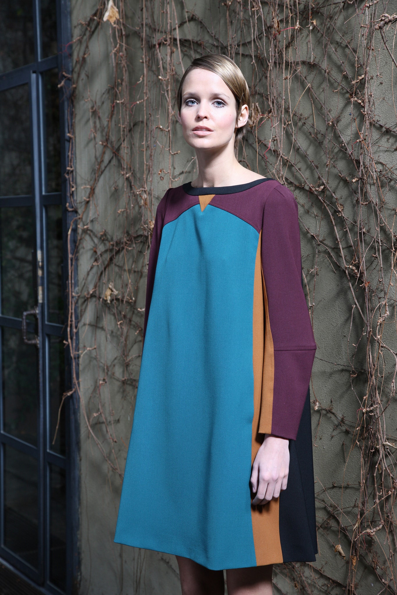 color-blocked mini dress