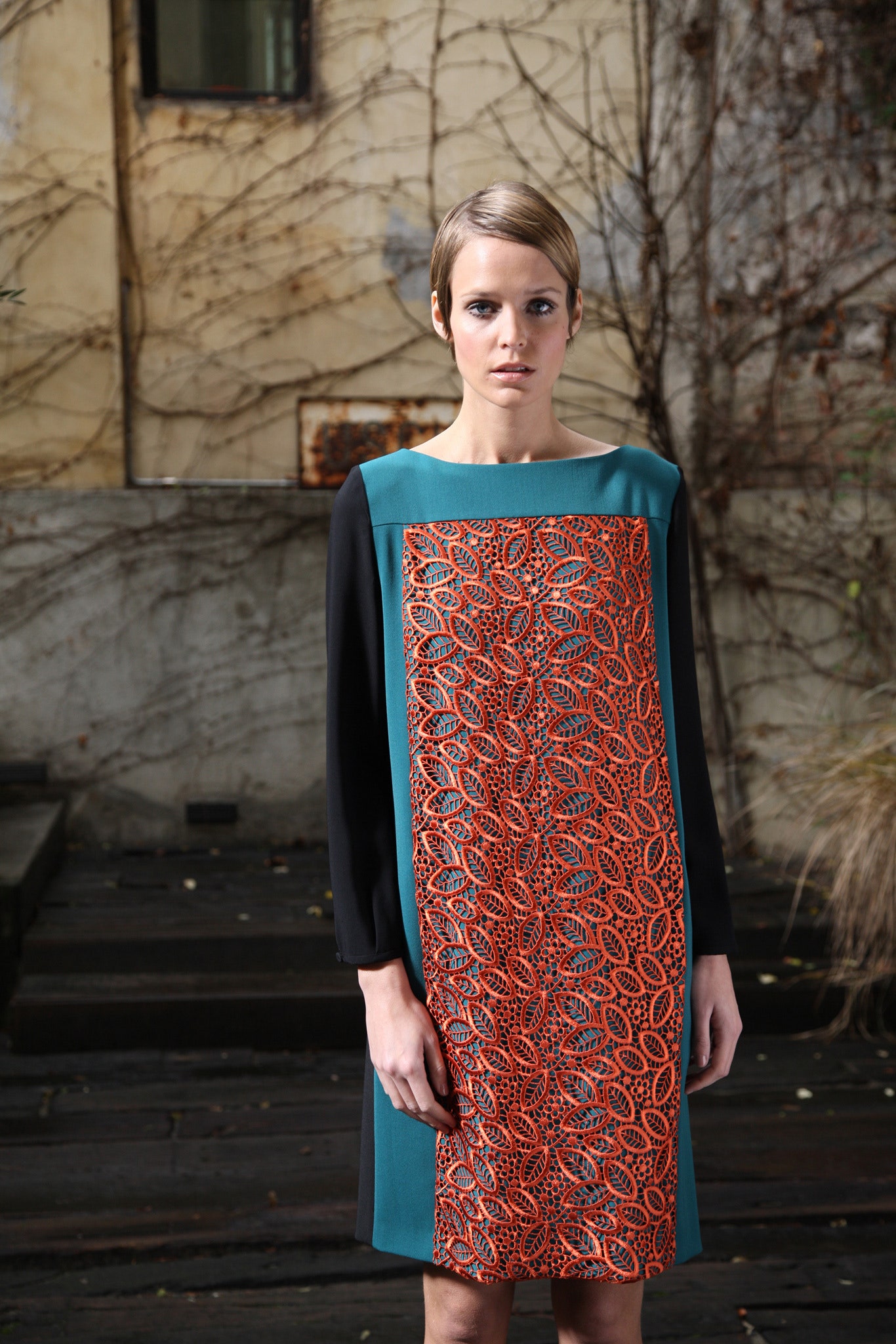 black teal embroidered mini dress
