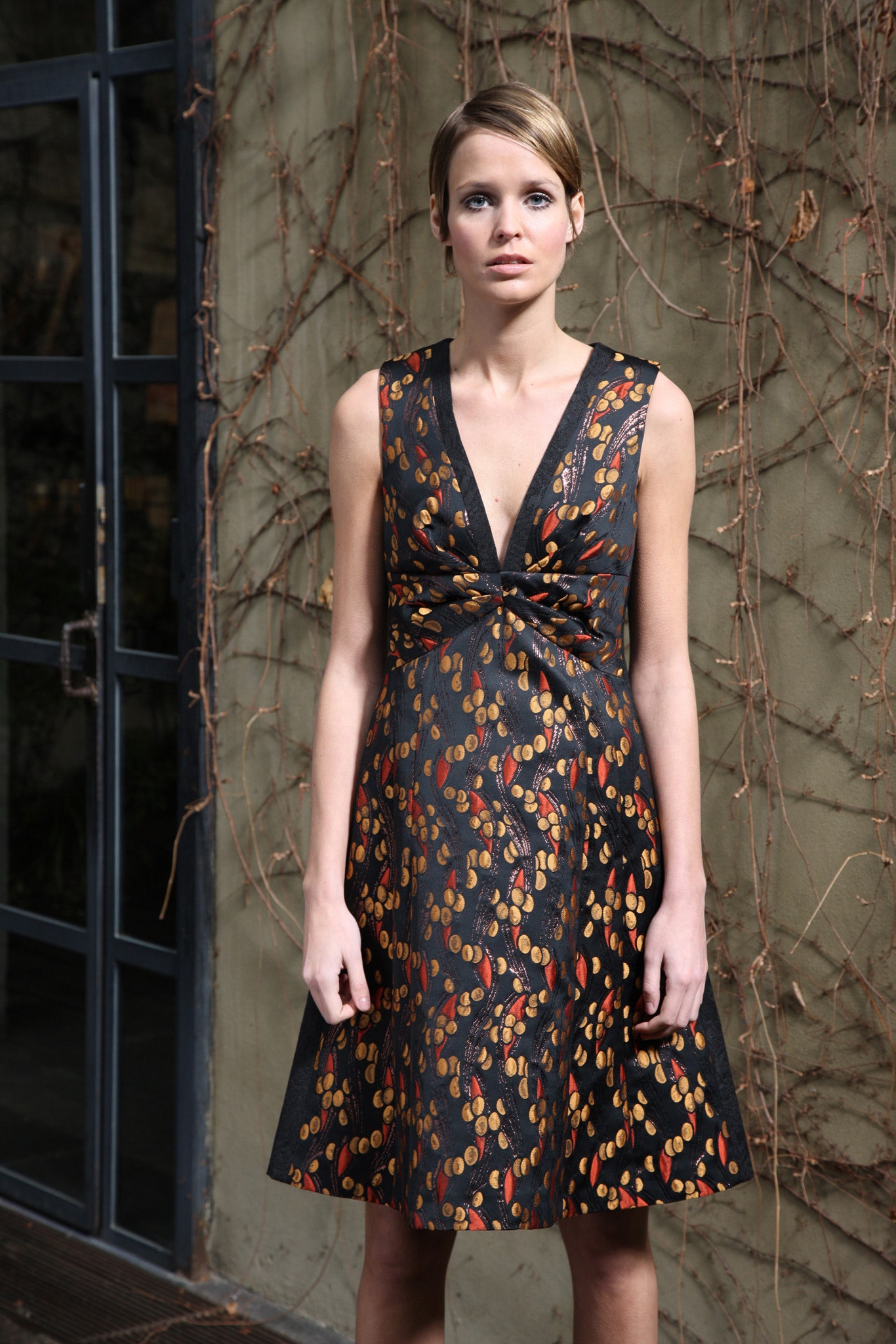 black silk sleeveless dress