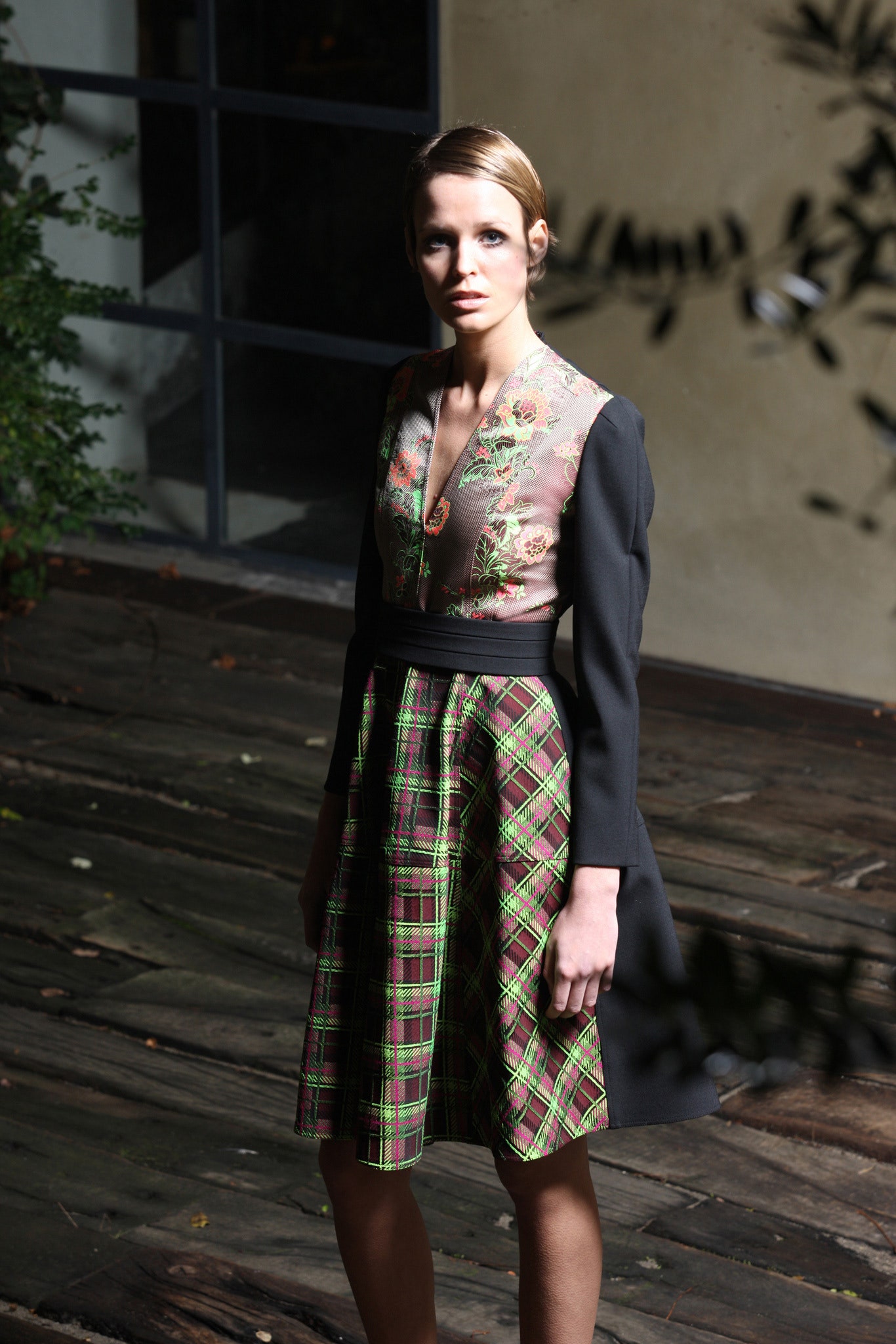 black multi embroidered midi dress