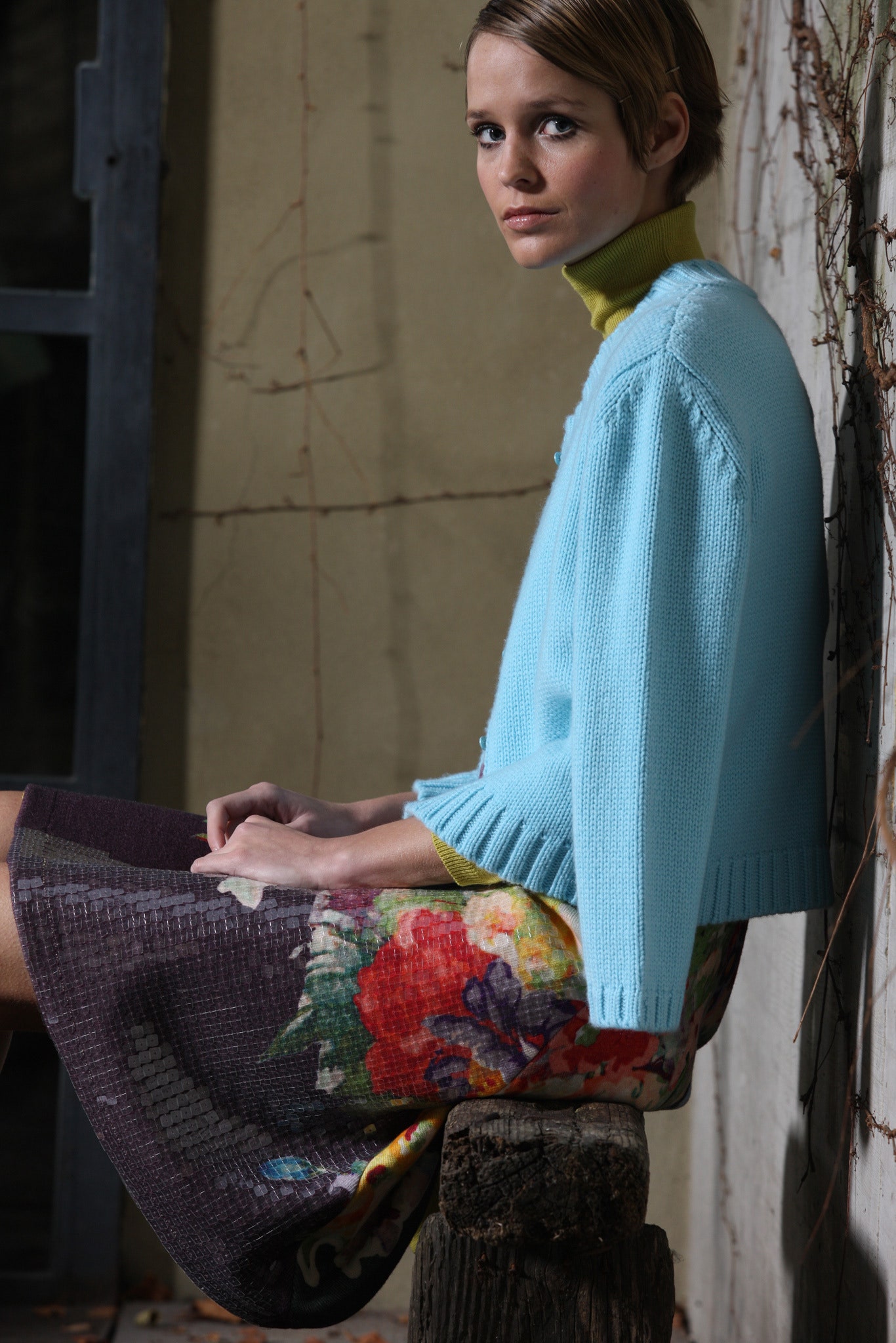 multi silk relaxed flared midi skirt
