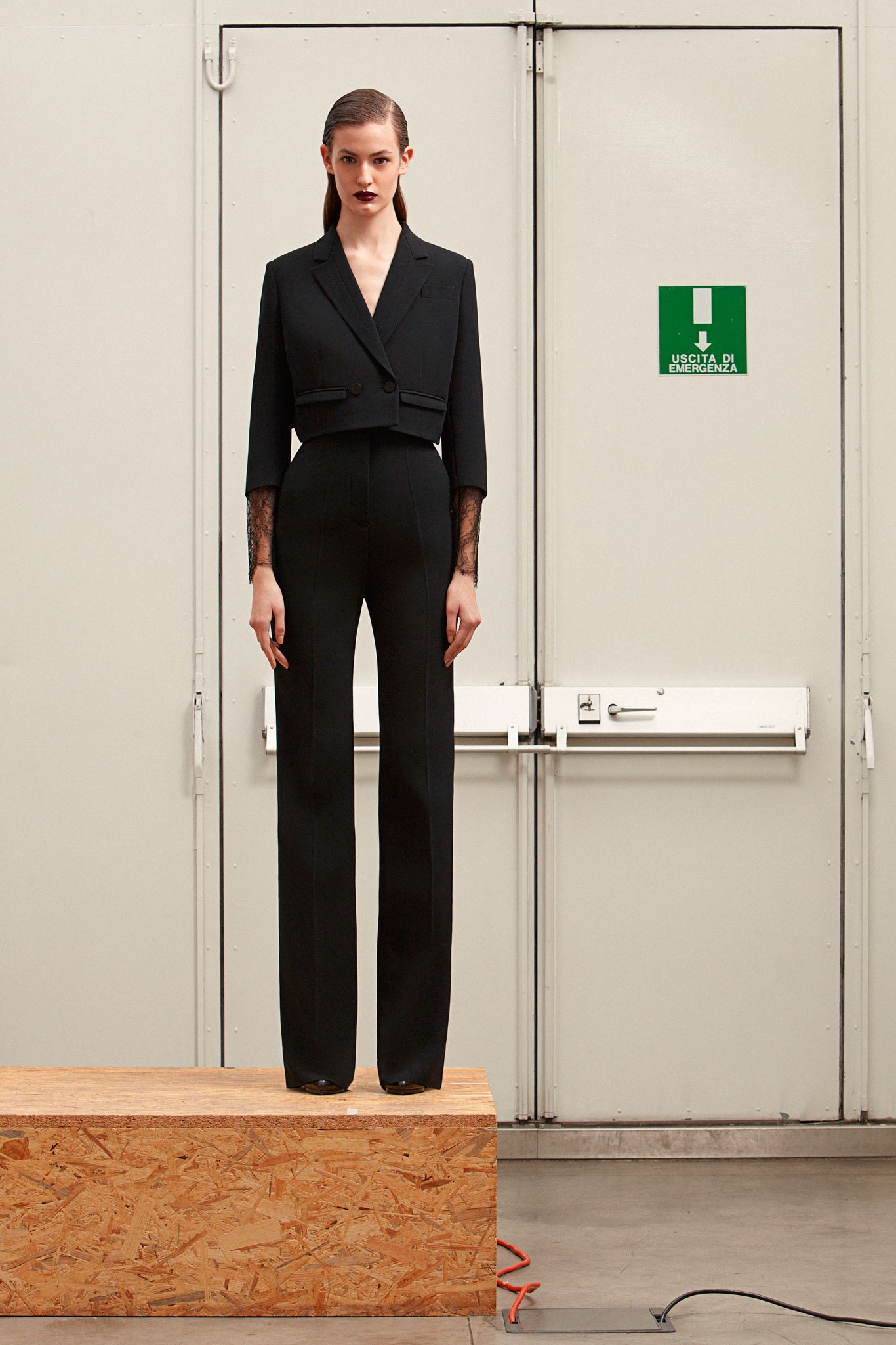 black fitted blazer and pants