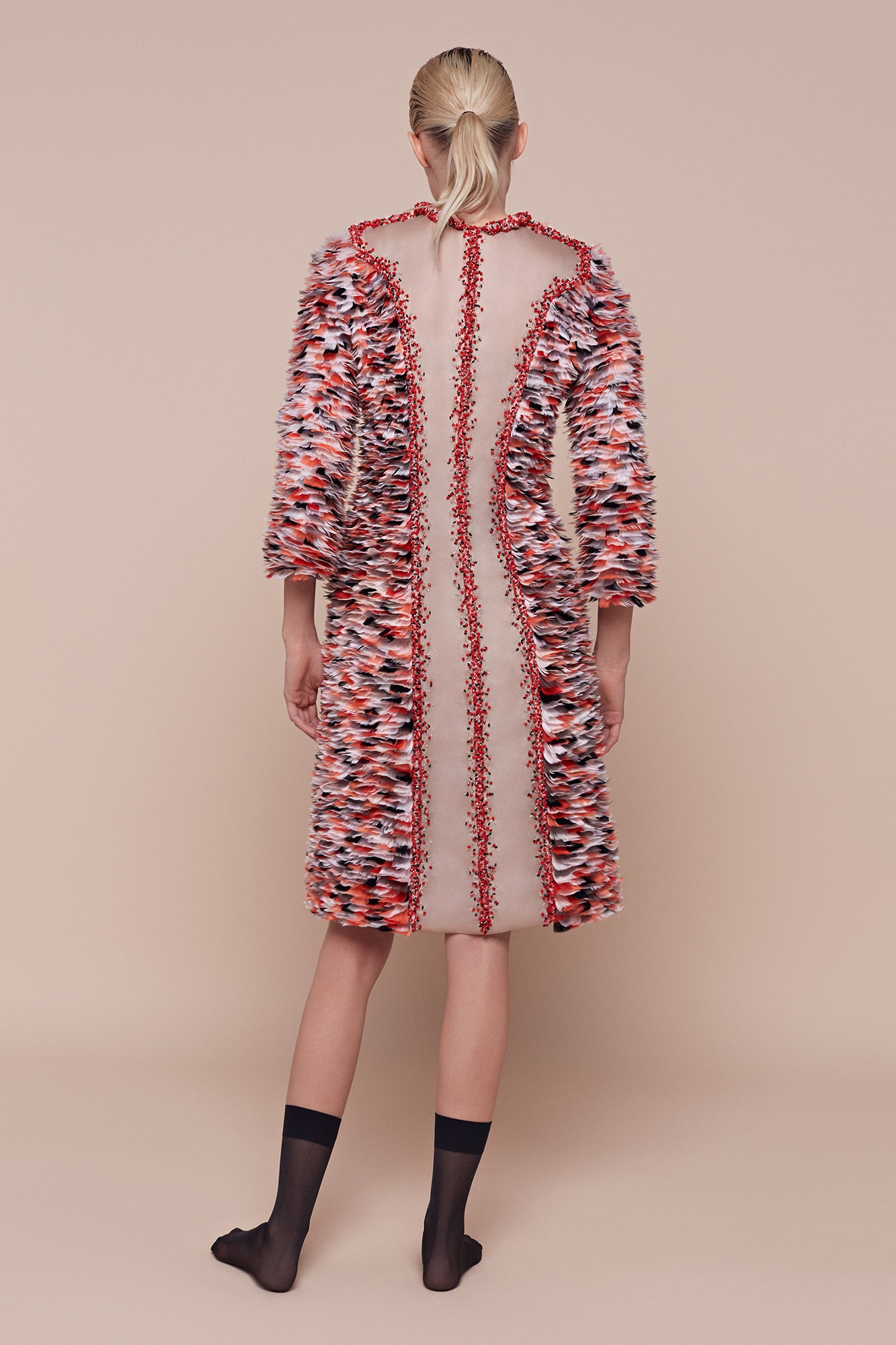 red pink white layered dress
