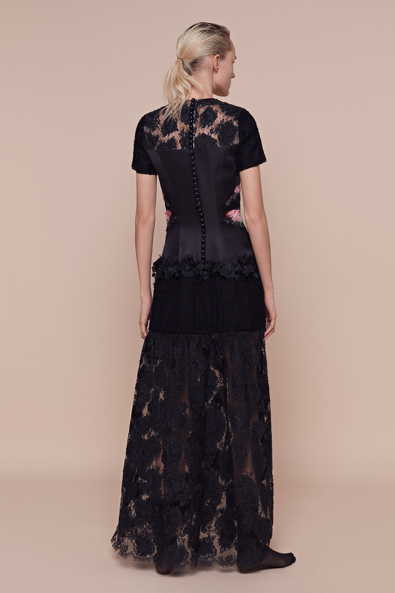 black silk lace maxi dress