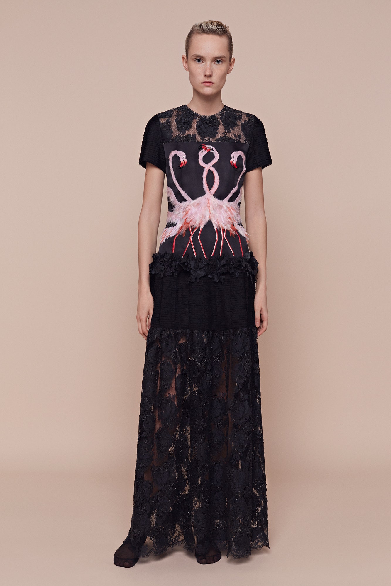 black lace embroidered maxi dress