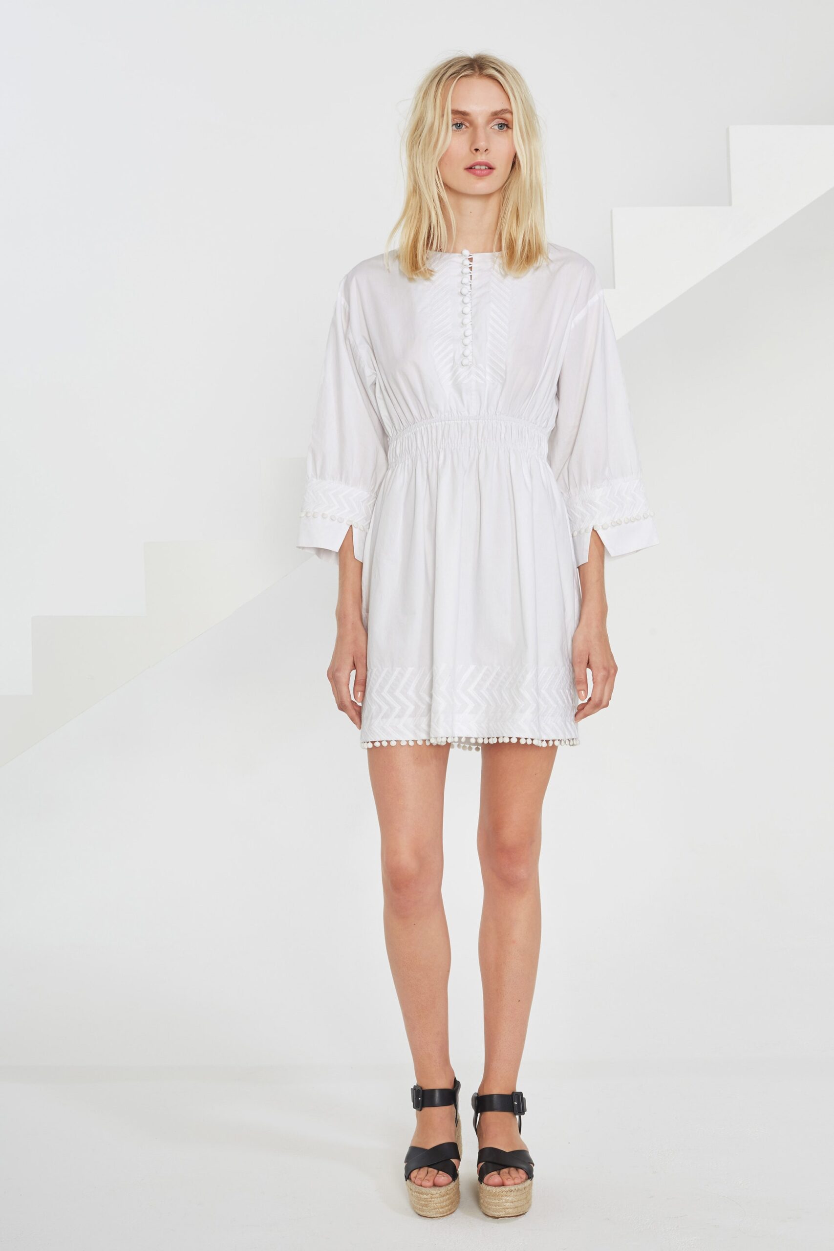 white fitted cotton dress
