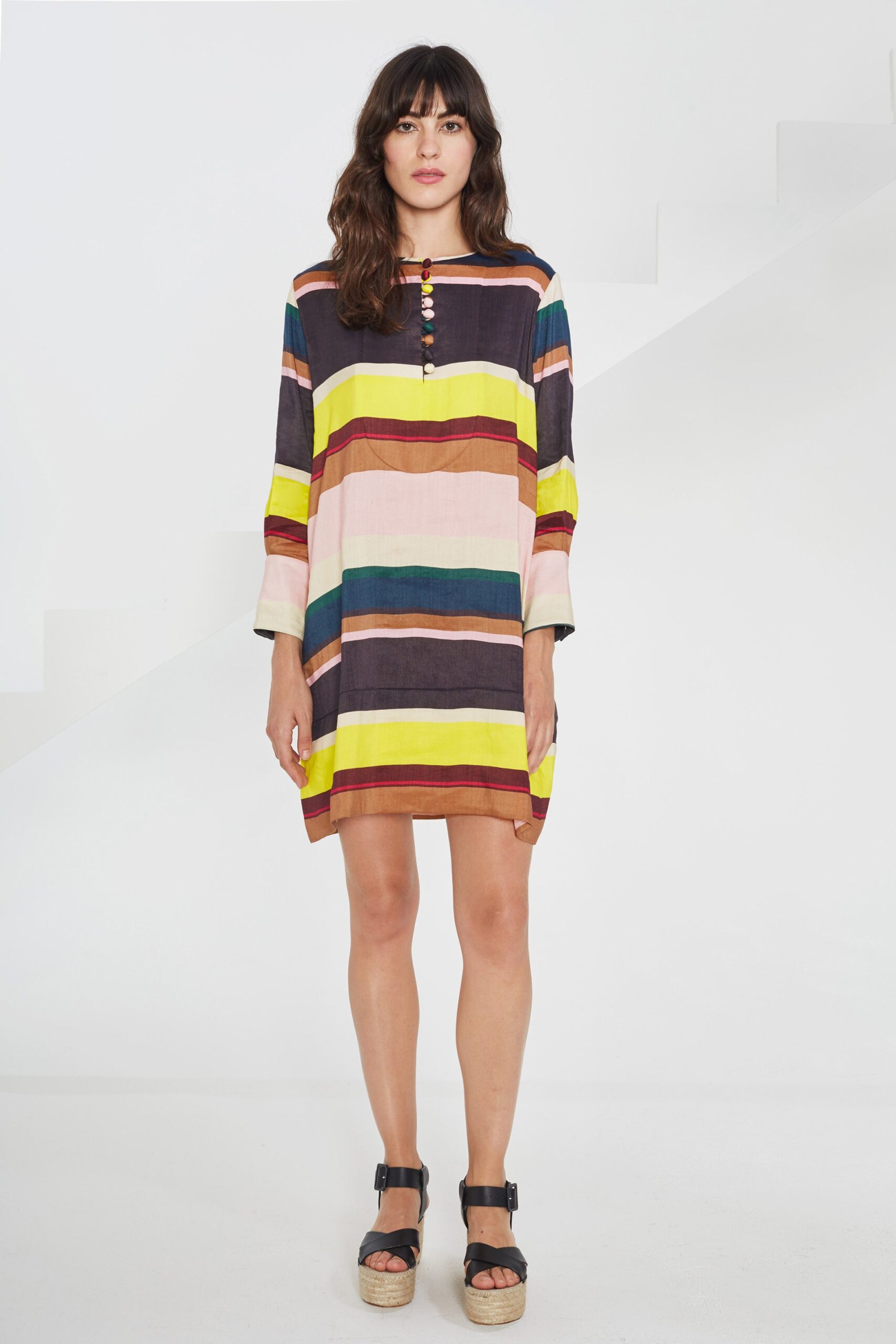 multi-colored striped relaxed dress