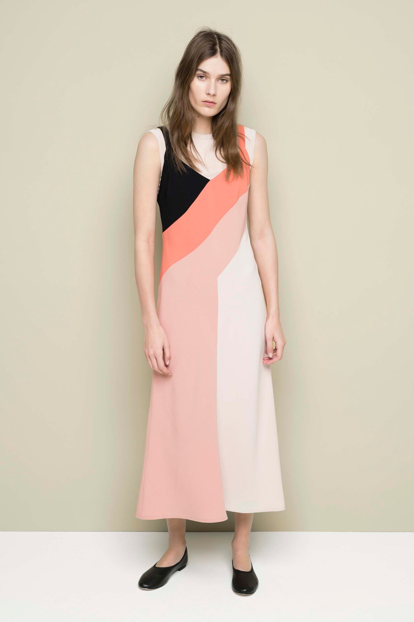 color-blocked midi dress