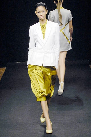 yellow silk relaxed pleated pants