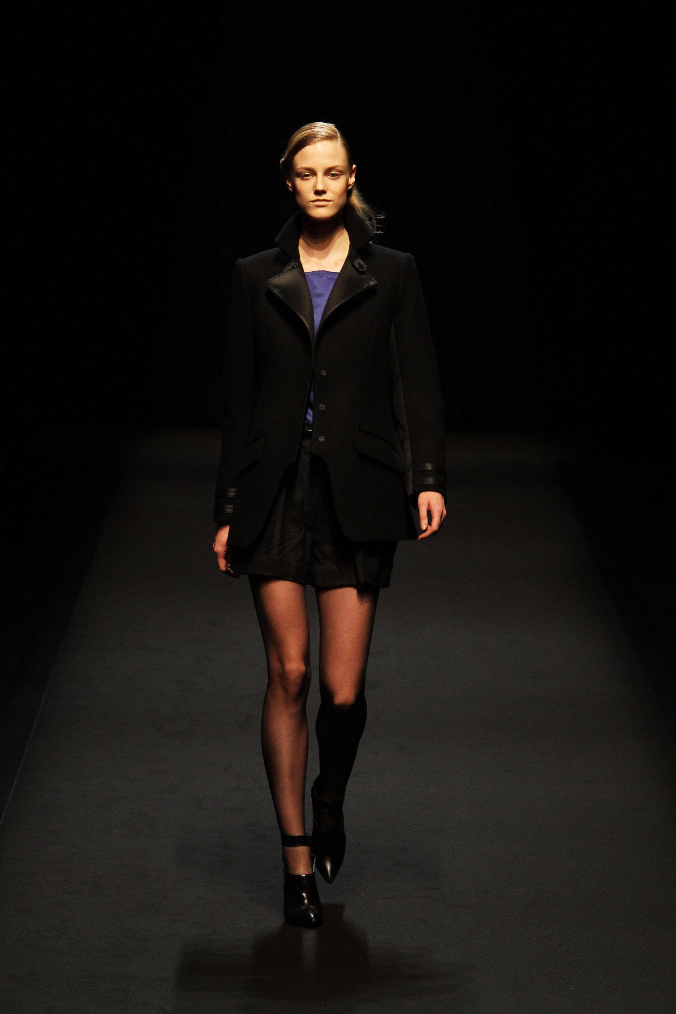 black blazer with mini skirt