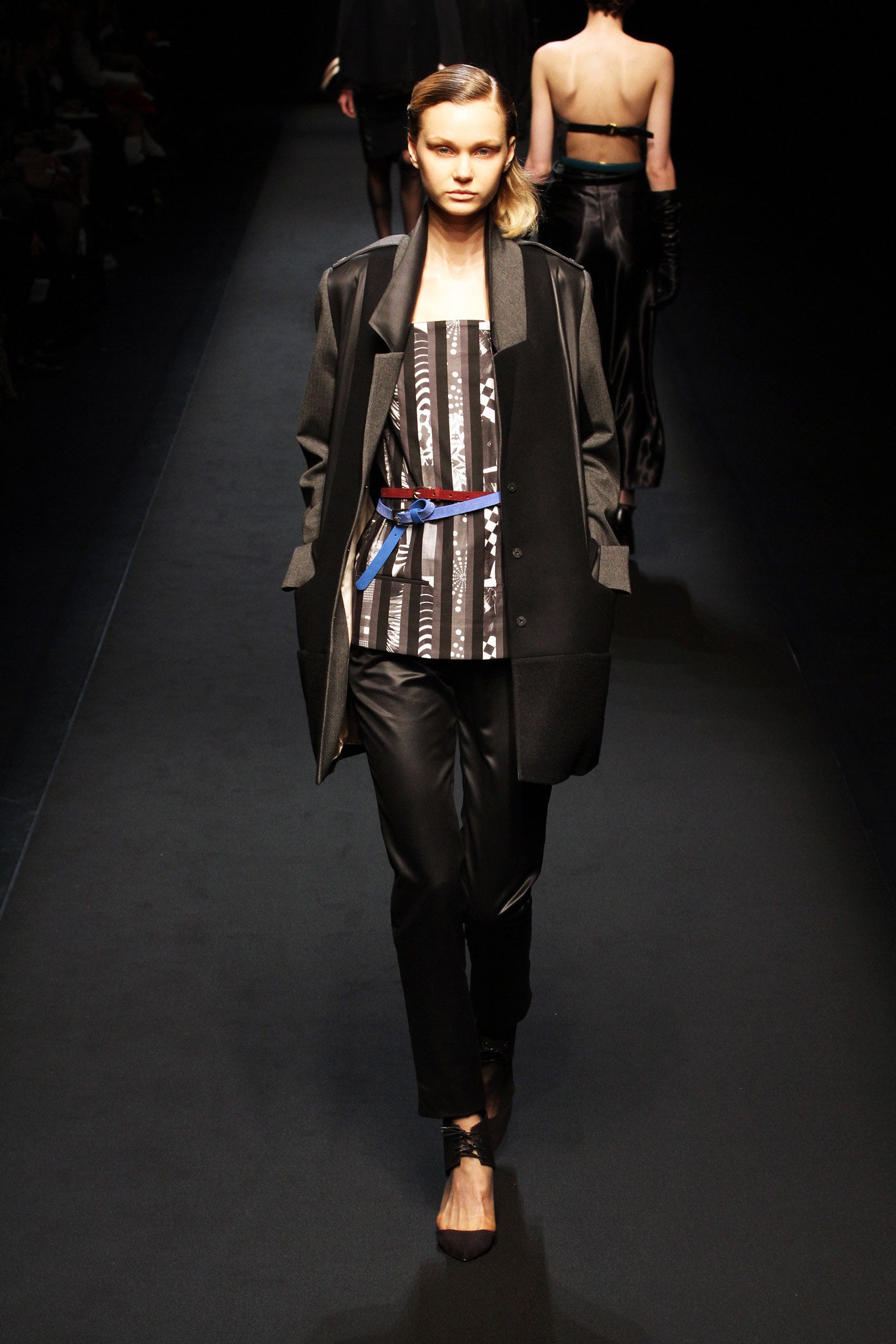 black coat and fitted top