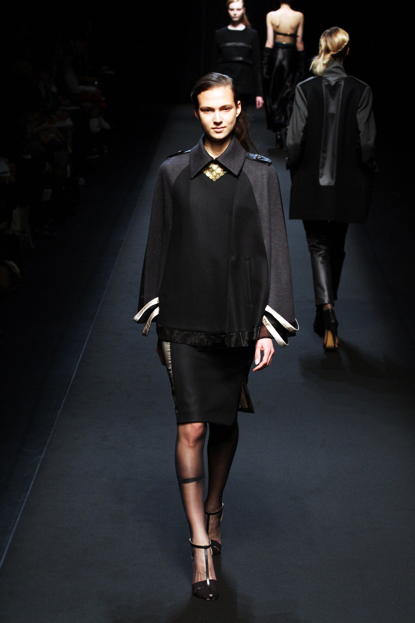 black wool coat and dress