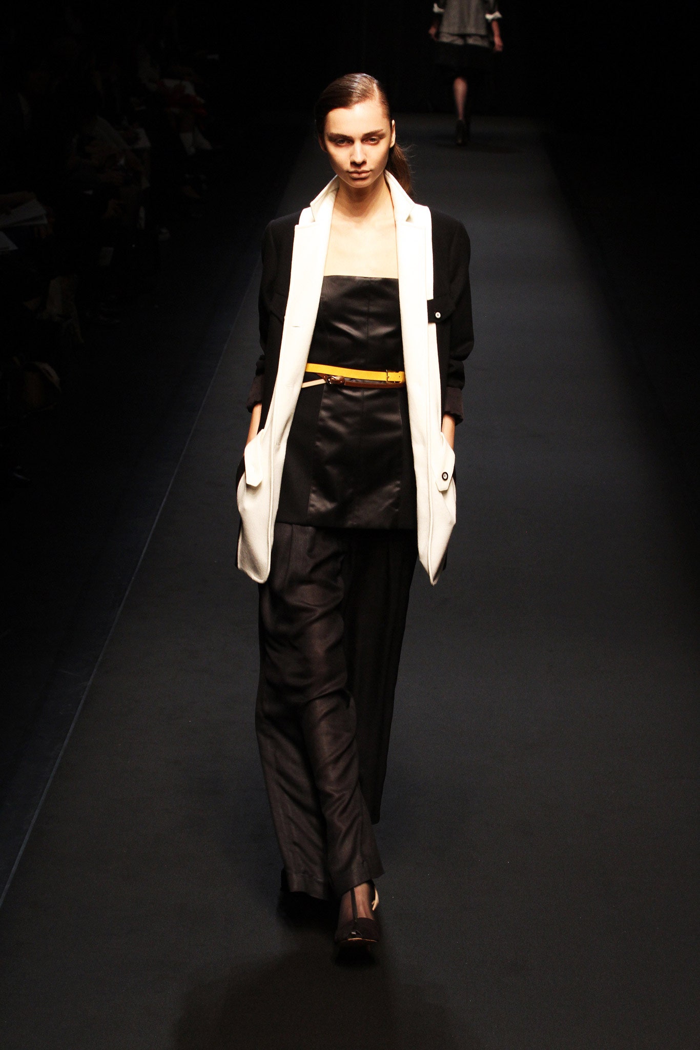 black silk tailored blazer and top