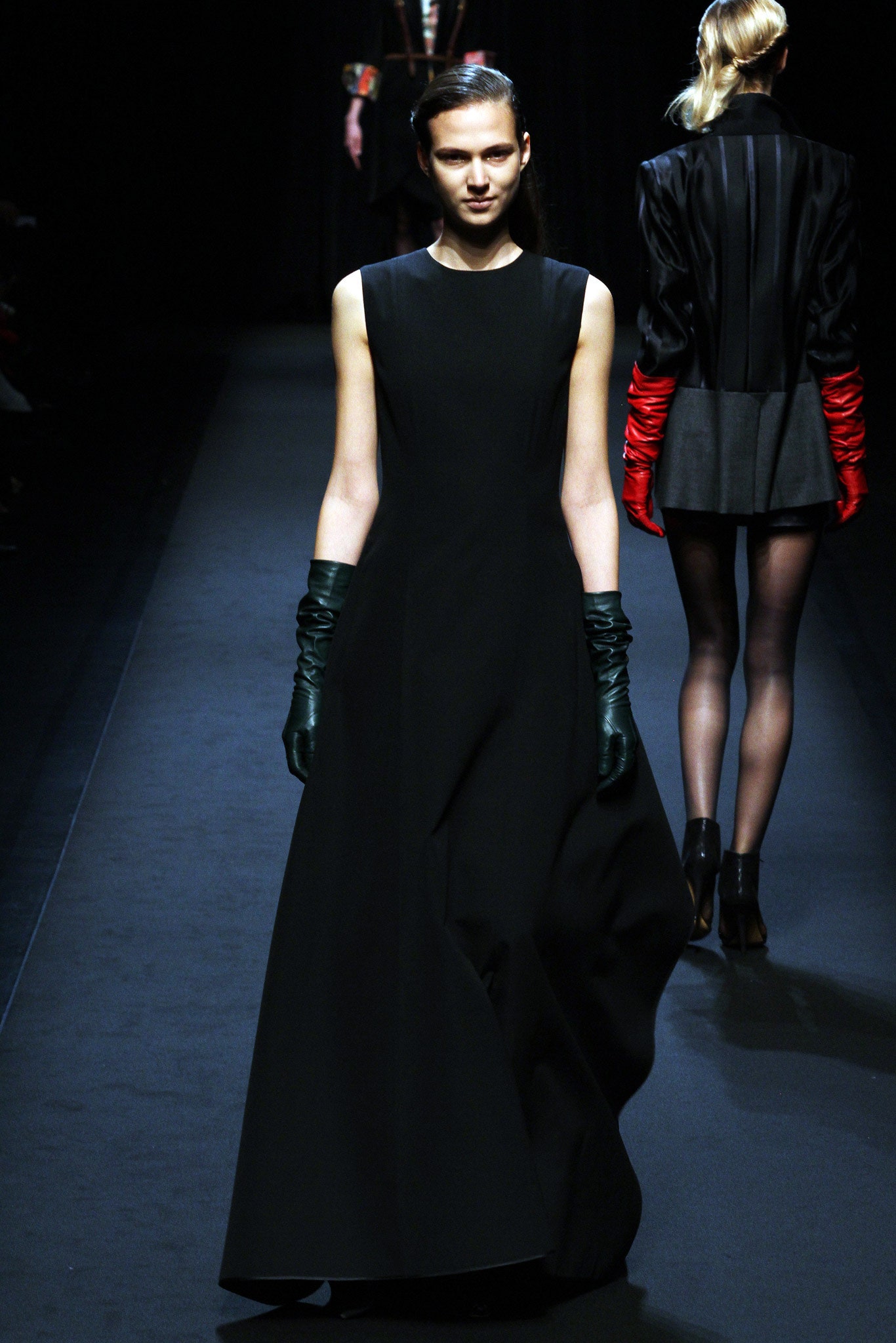 black silk sleeveless dress