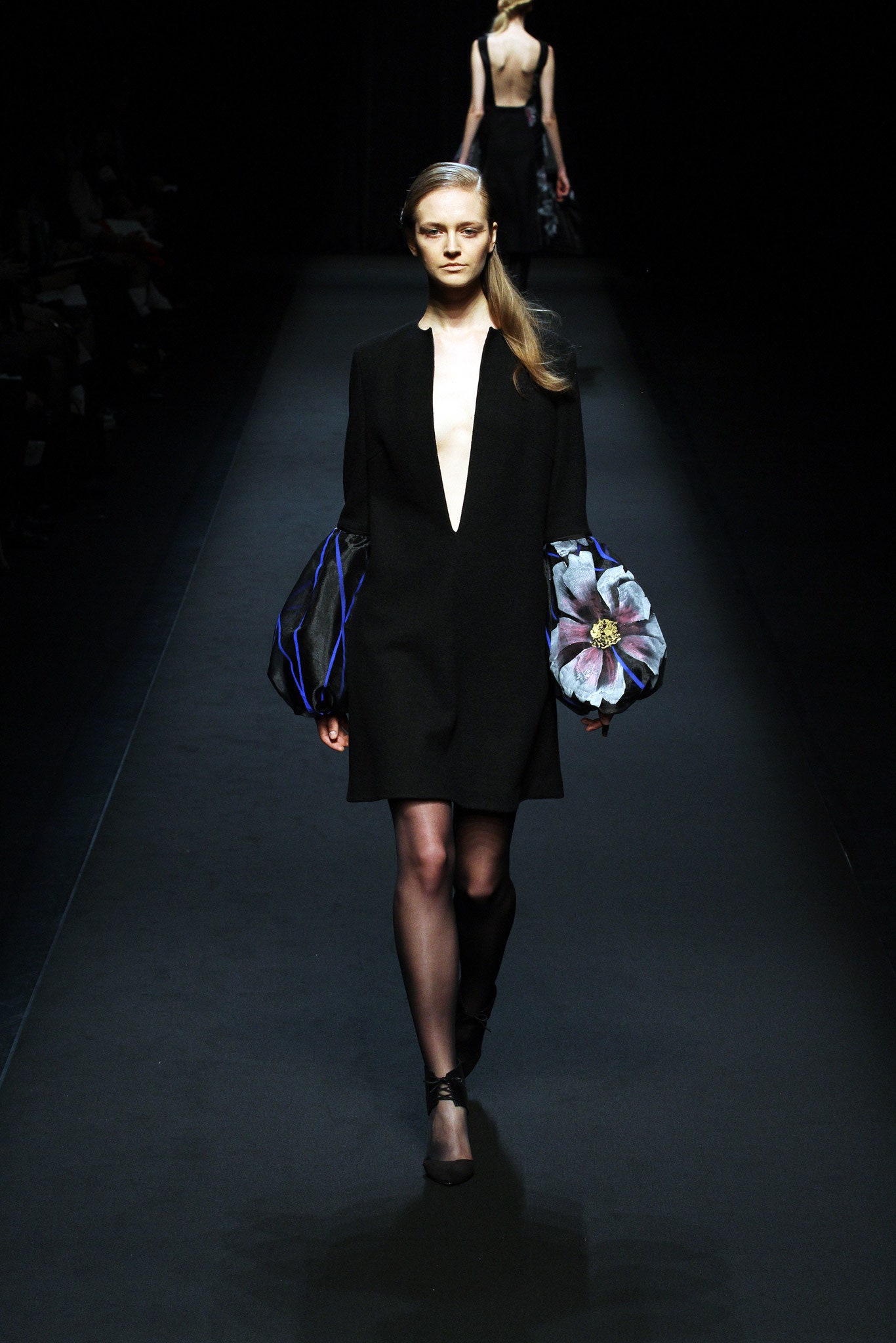 black silk fitted dress