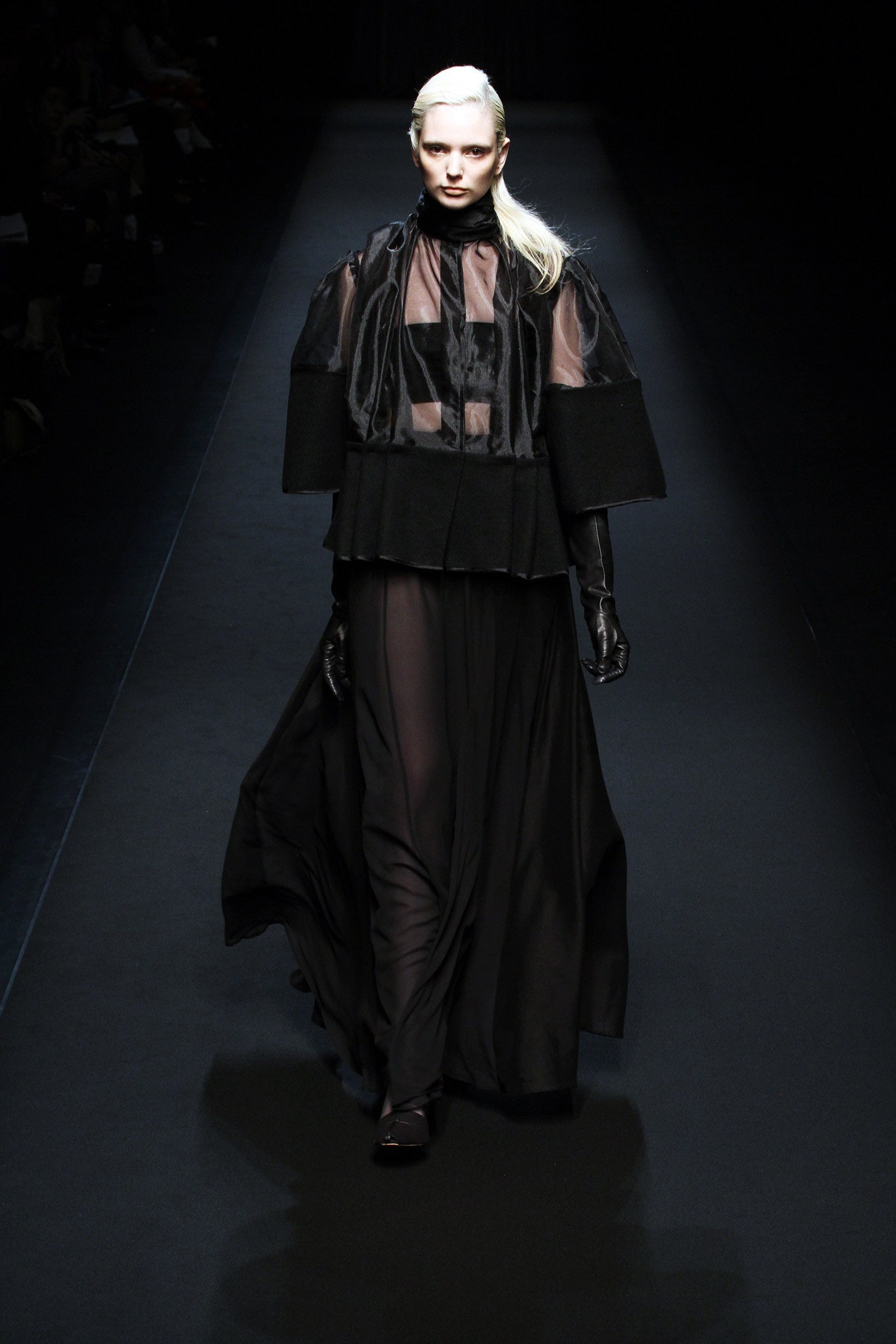 black silk maxi dress with layered top
