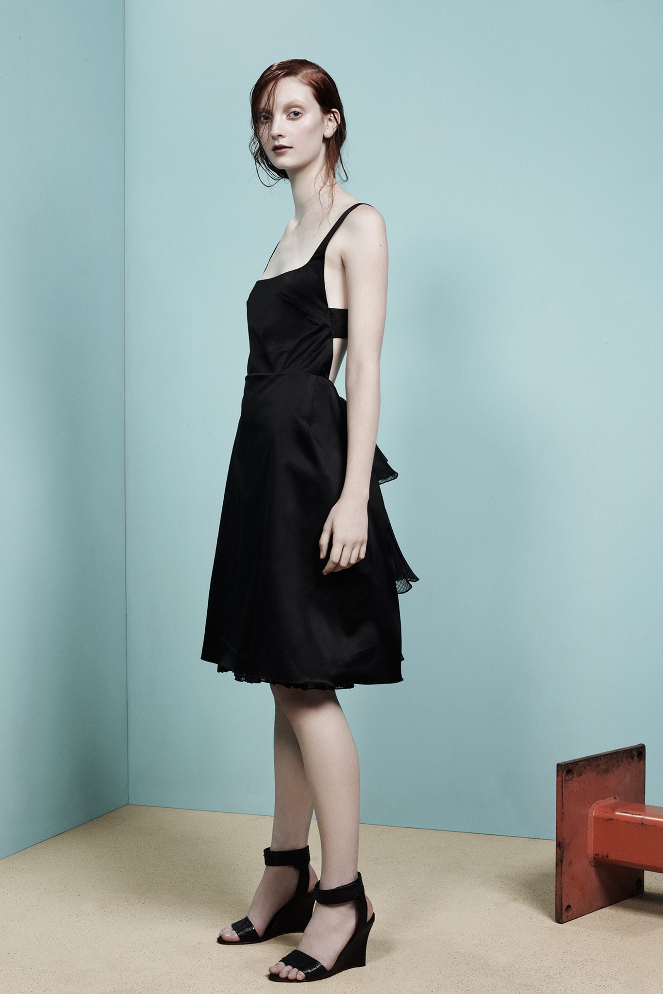 black silk fitted dress