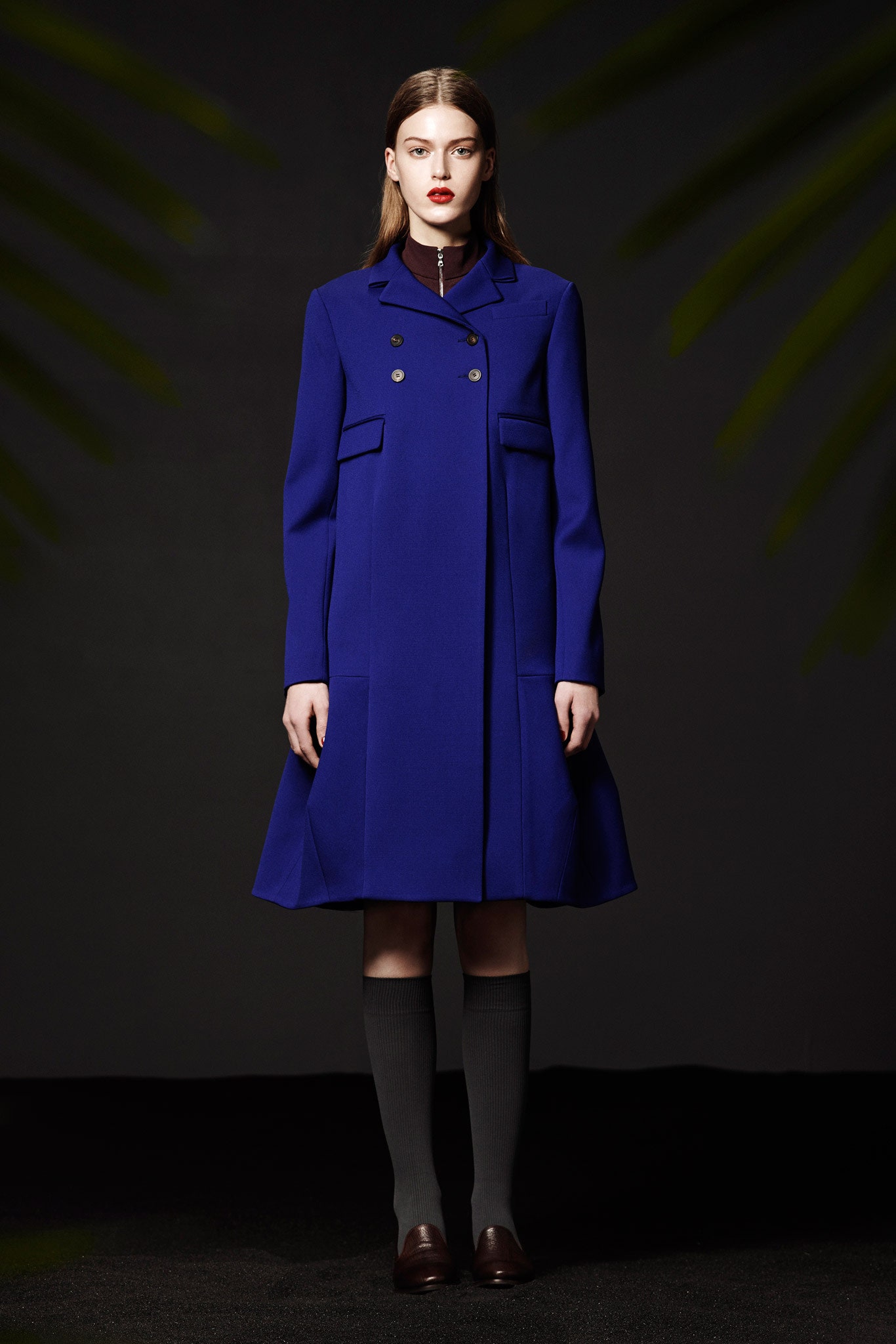 blue wool fitted coat