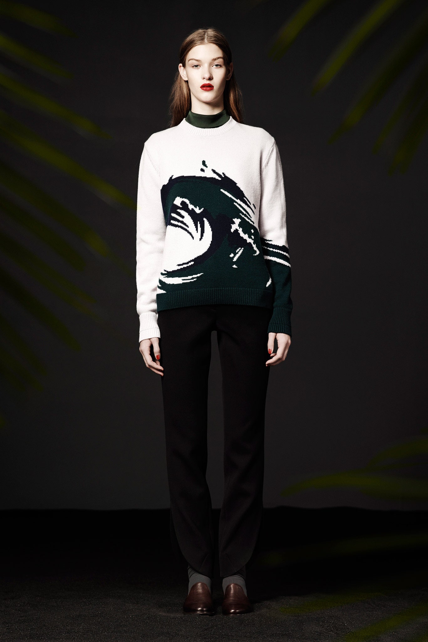 fitted sweater and tailored pants