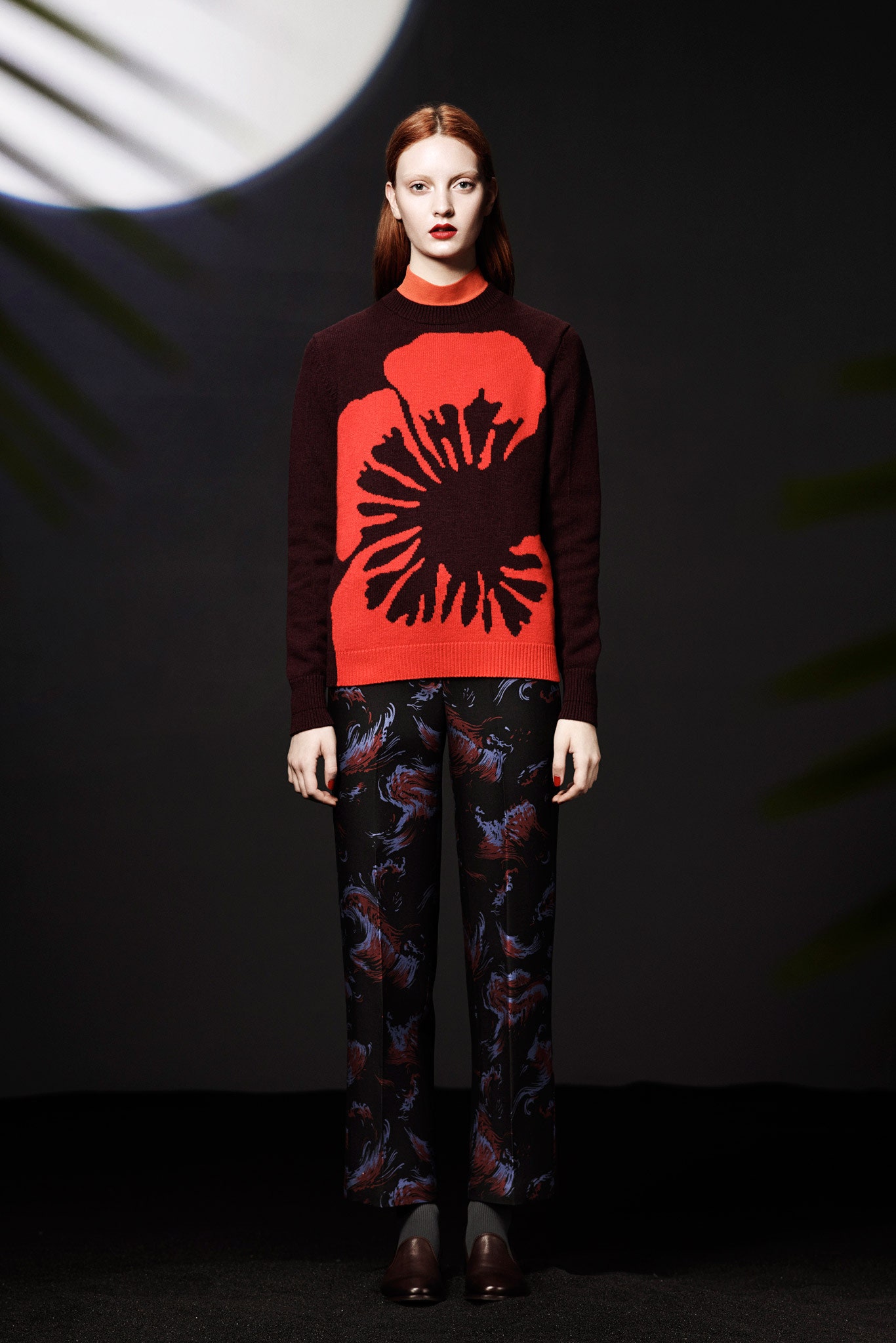 red black printed sweater and pants
