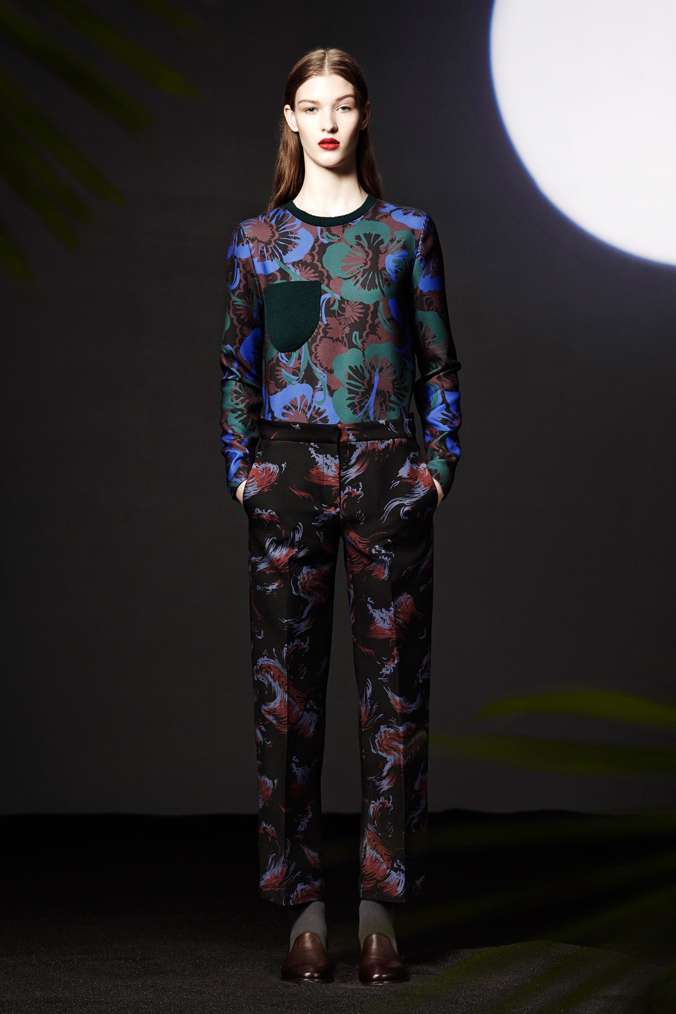 printed silk top and pants