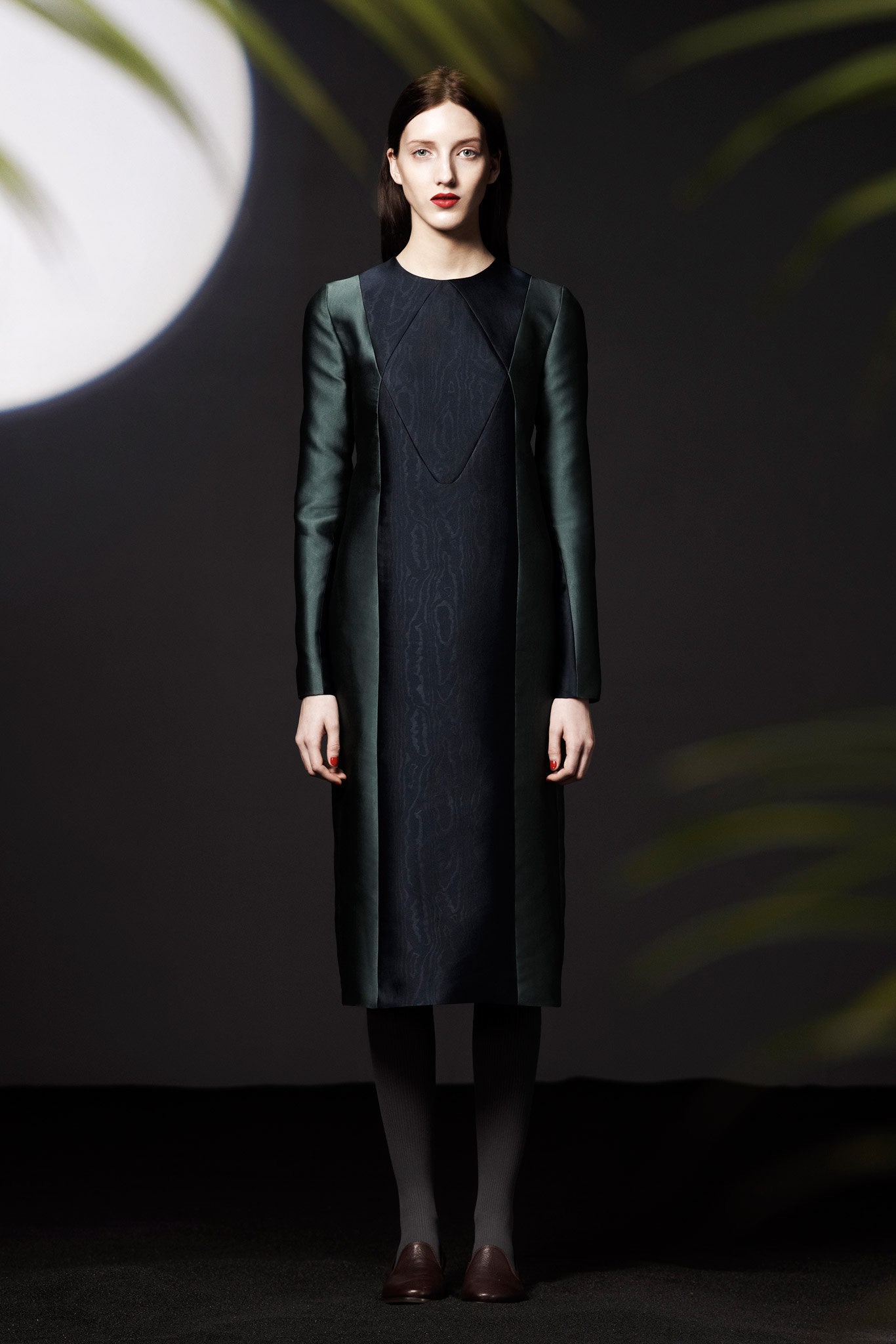 black green silk fitted dress