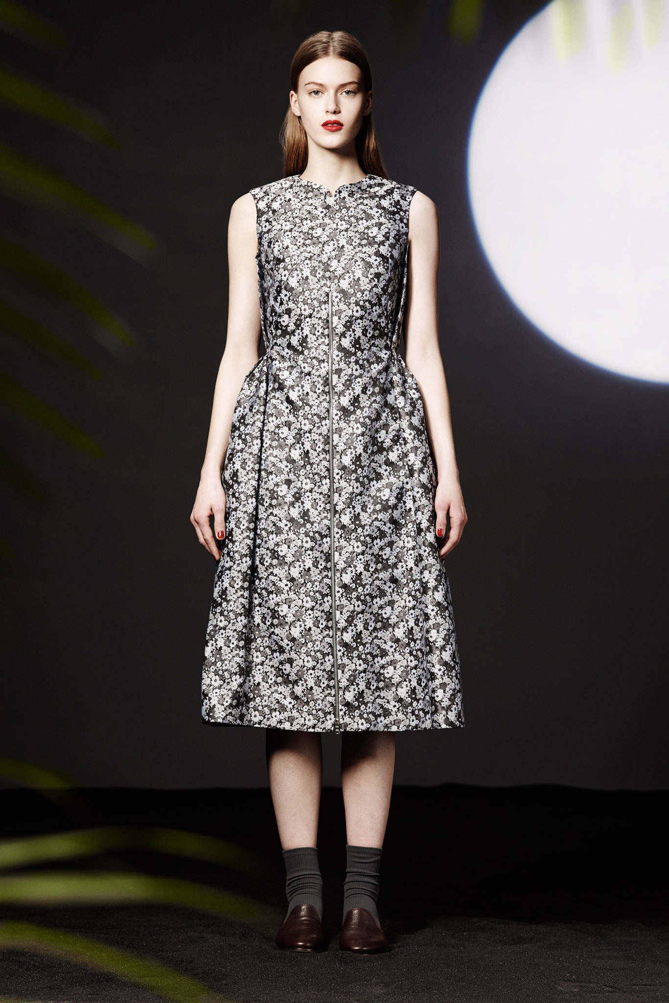 black and white floral midi dress