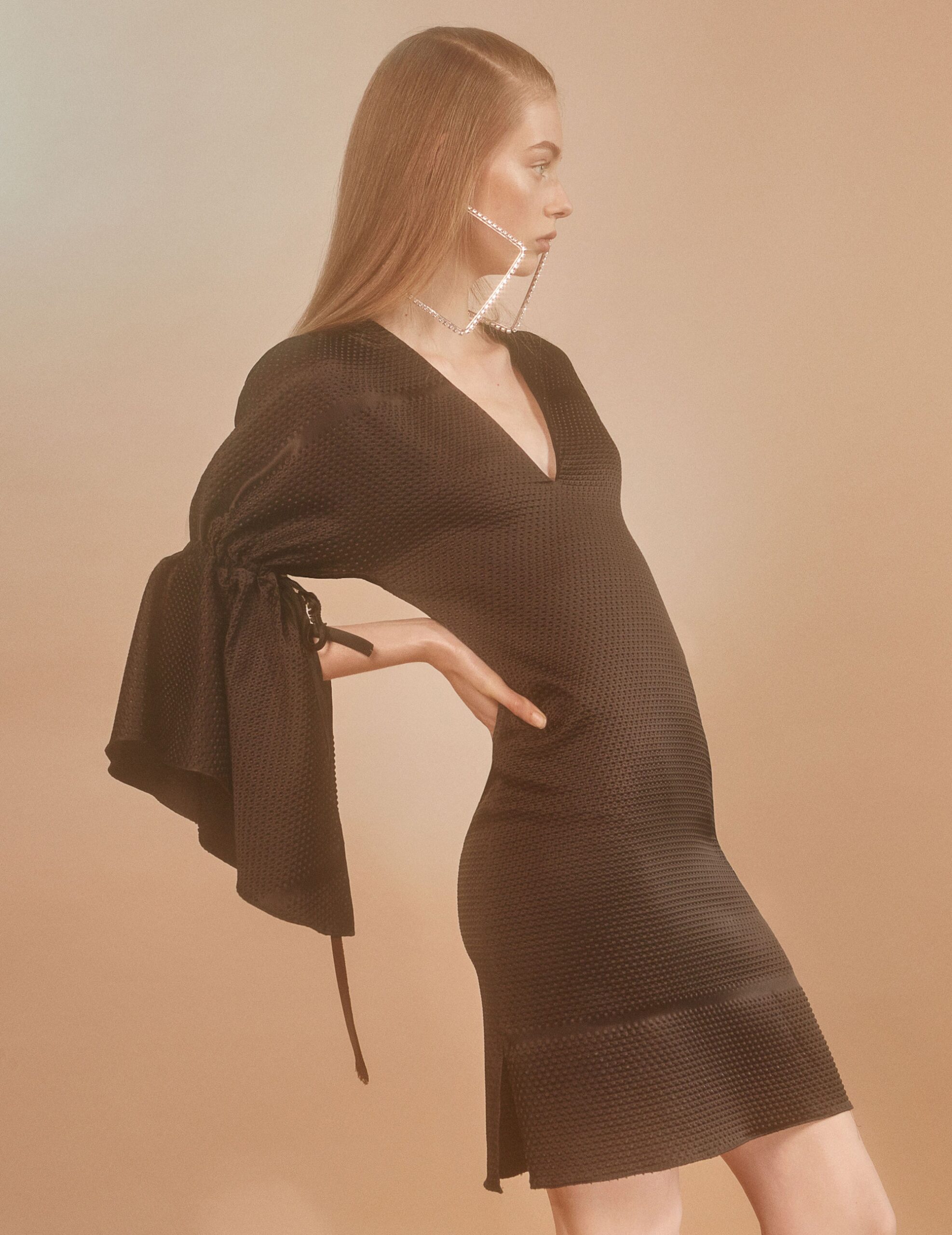 black silk fitted dress