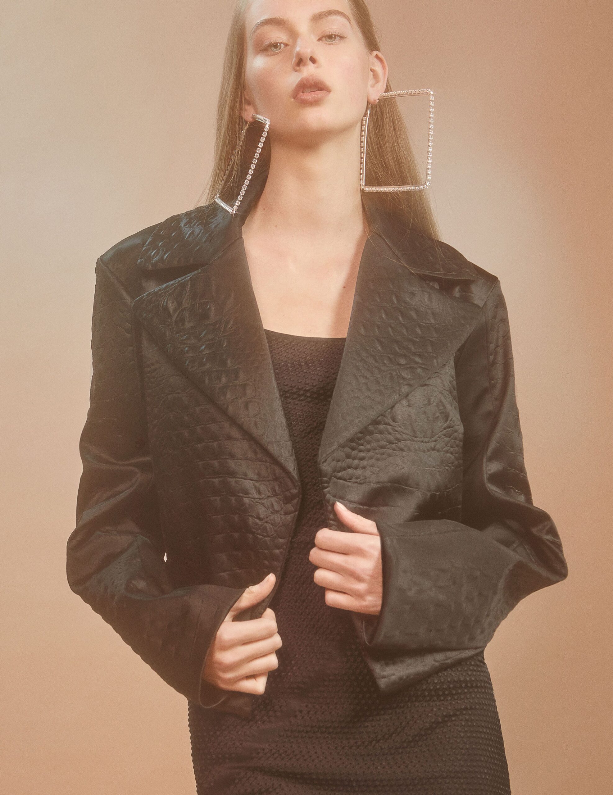 black silk jacket and dress