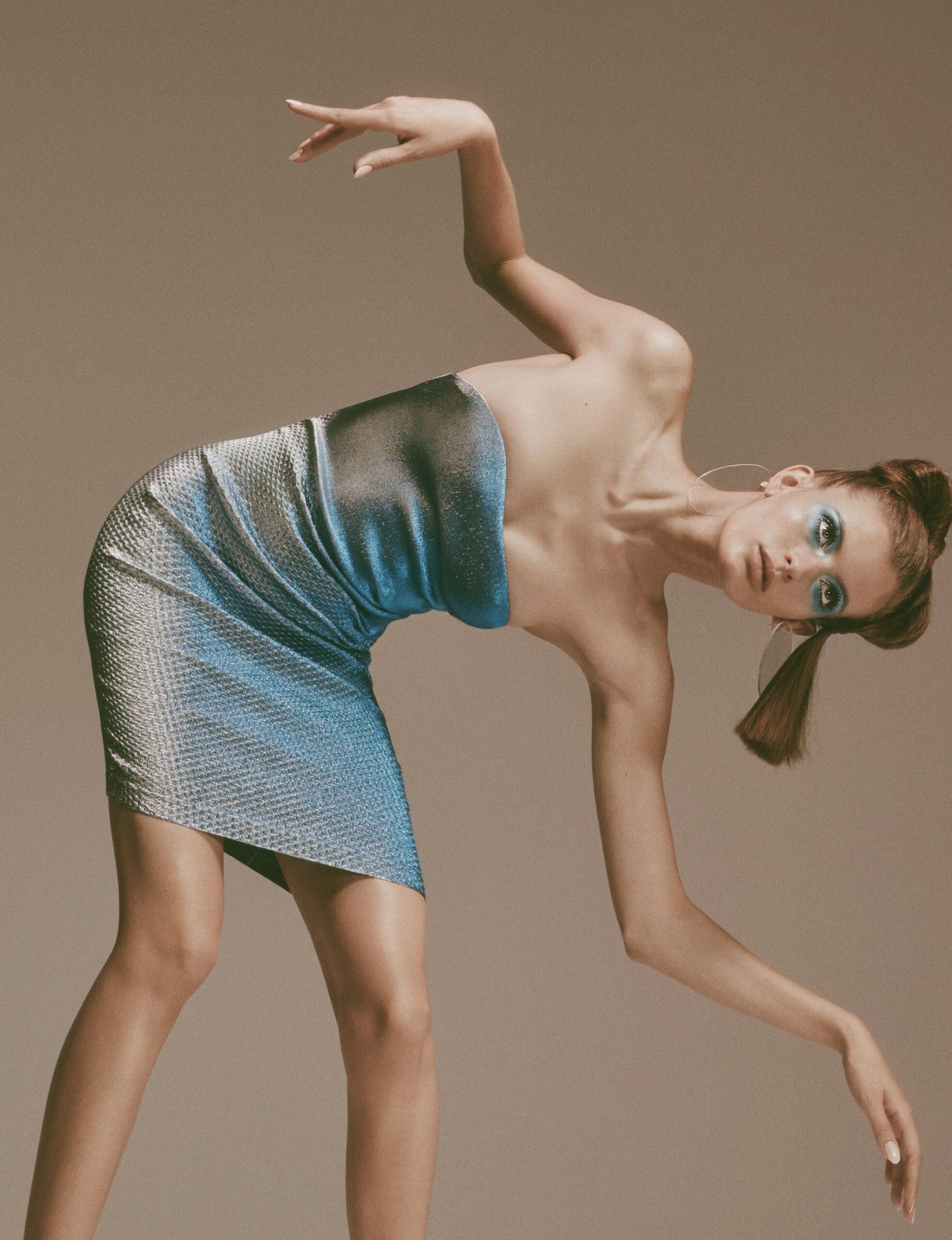 fitted metallic strapless dress