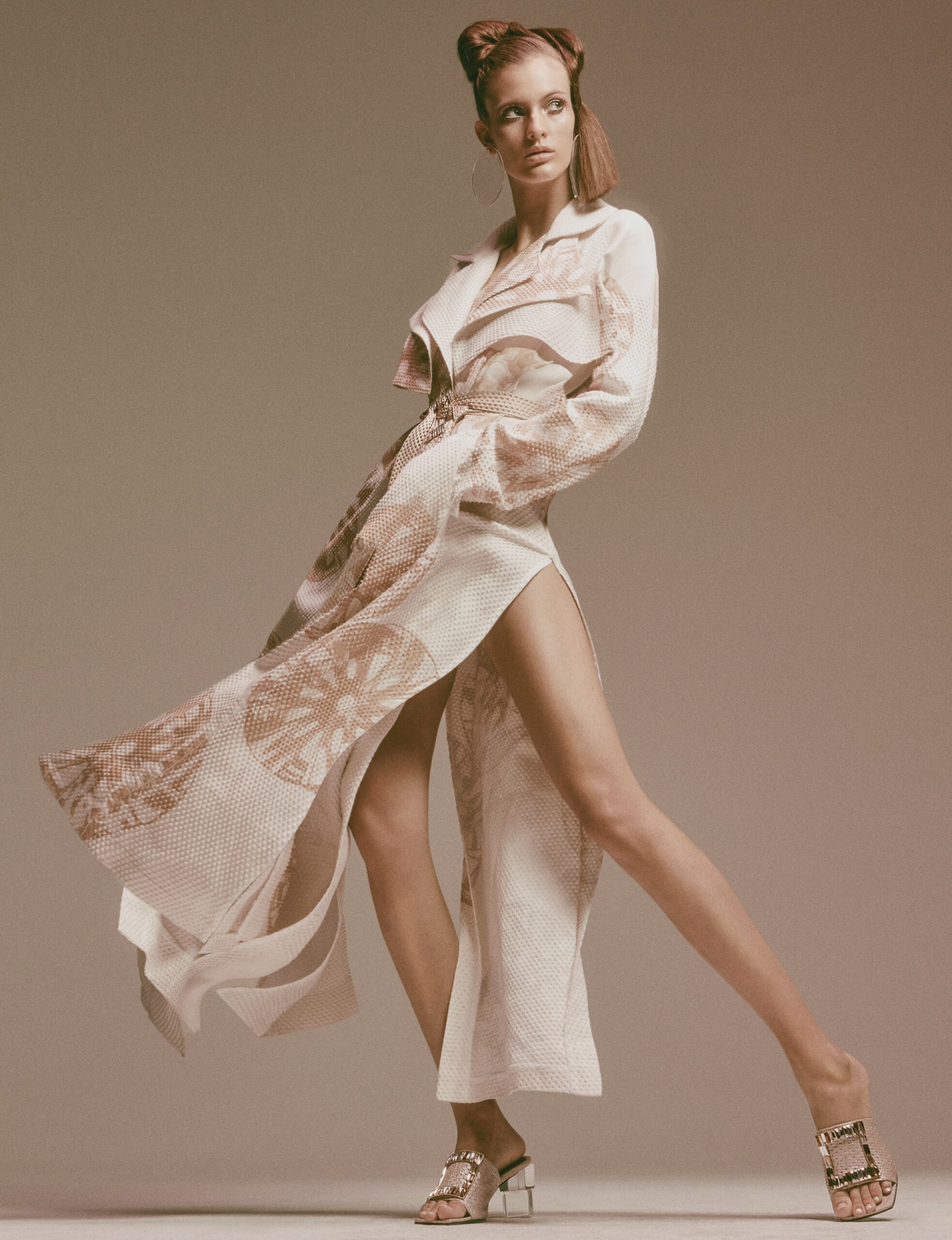 white beige asymmetric midi dress