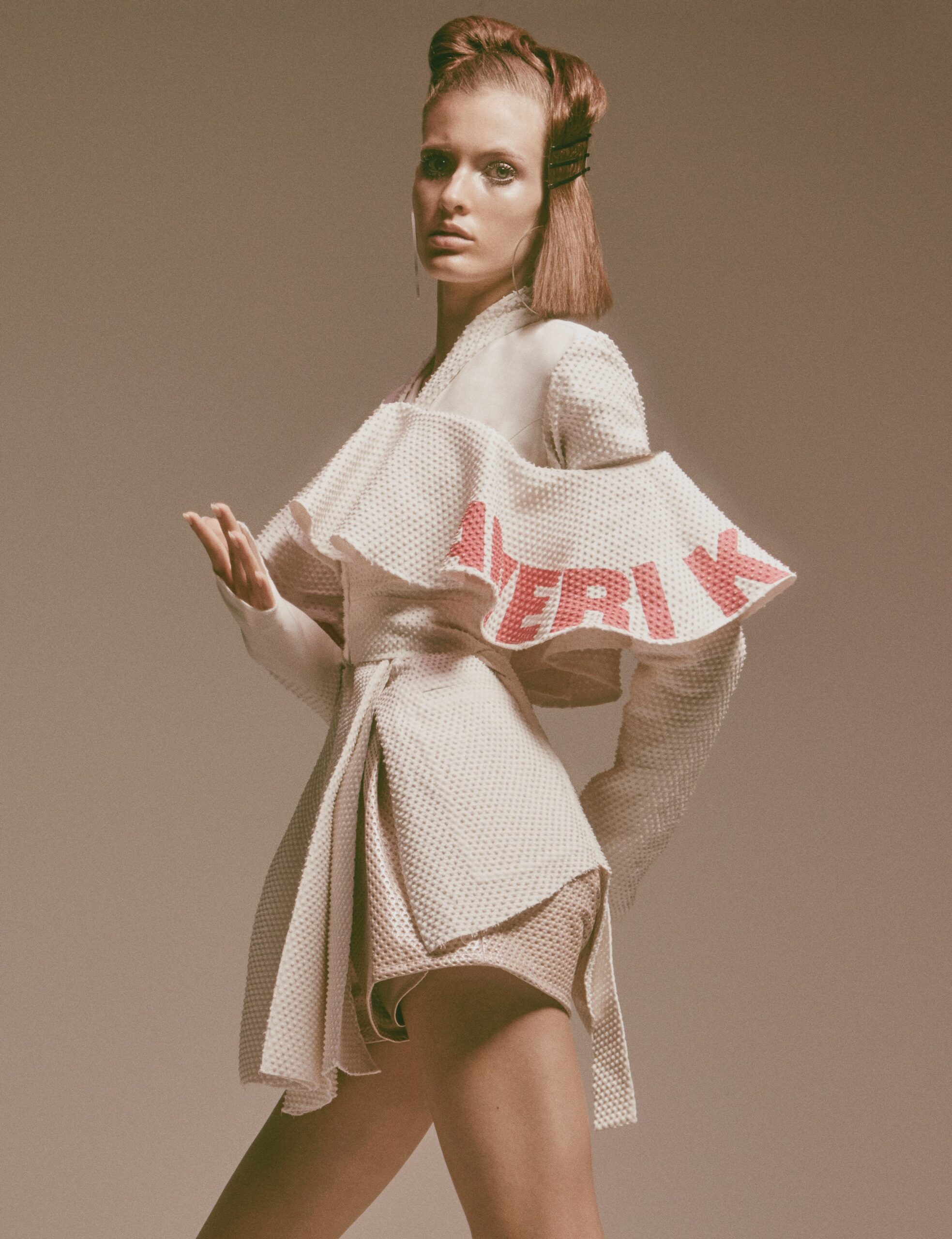 white ruffled off-shoulder dress