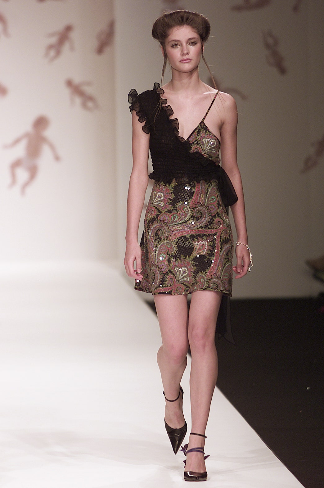 black multi-colored embellished dress