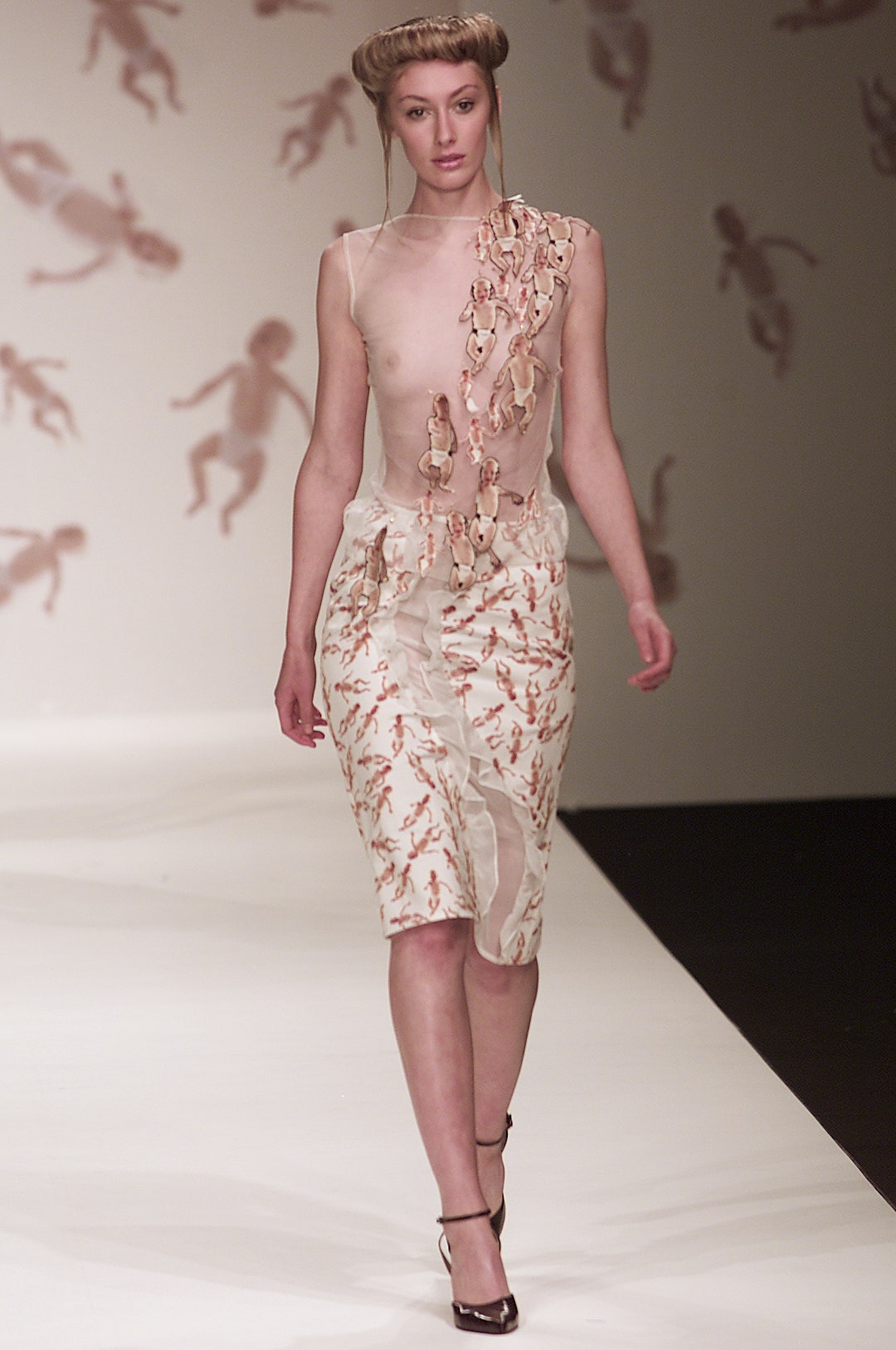 white beige embroidered midi dress