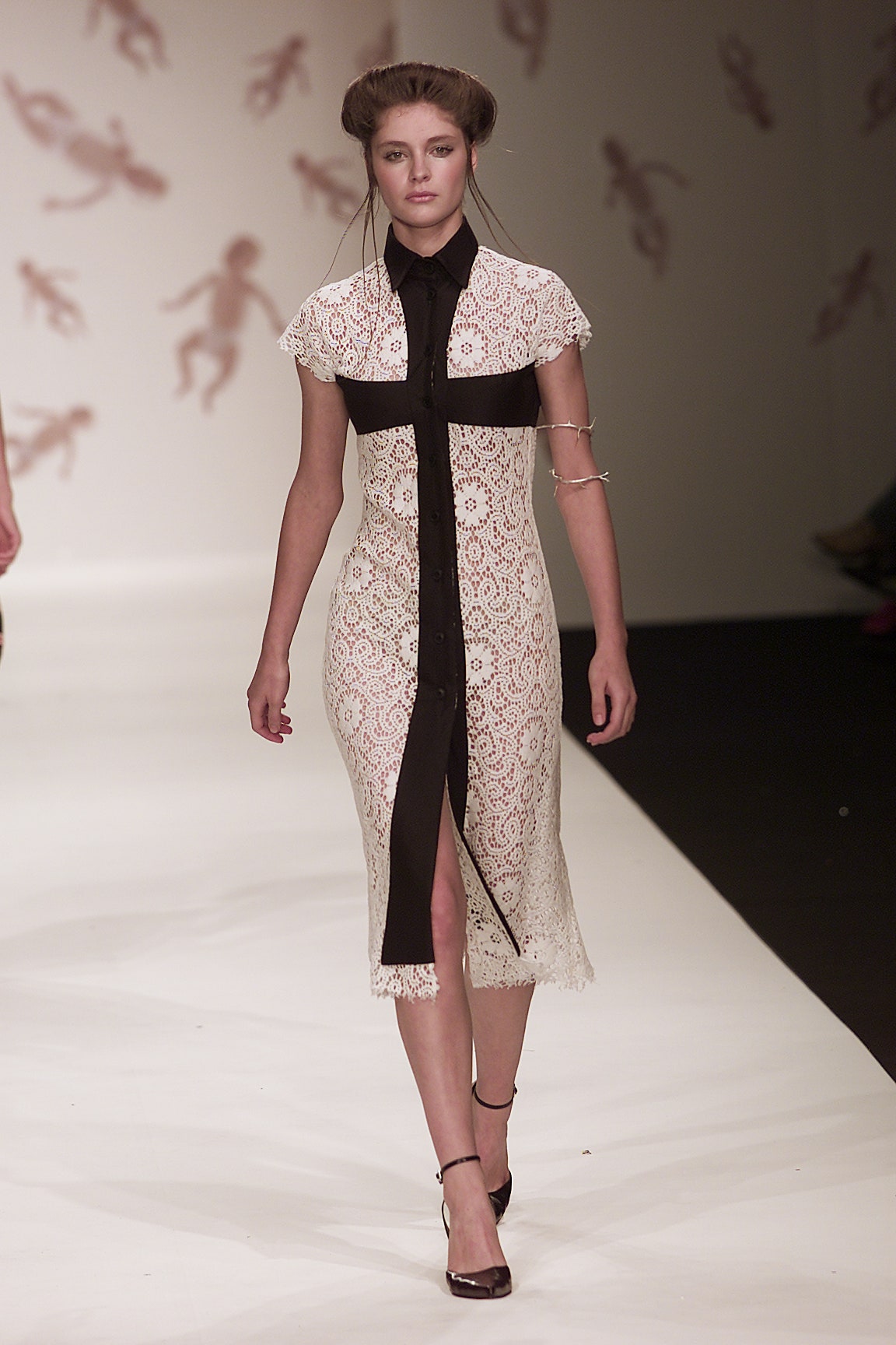 white lace fitted dress