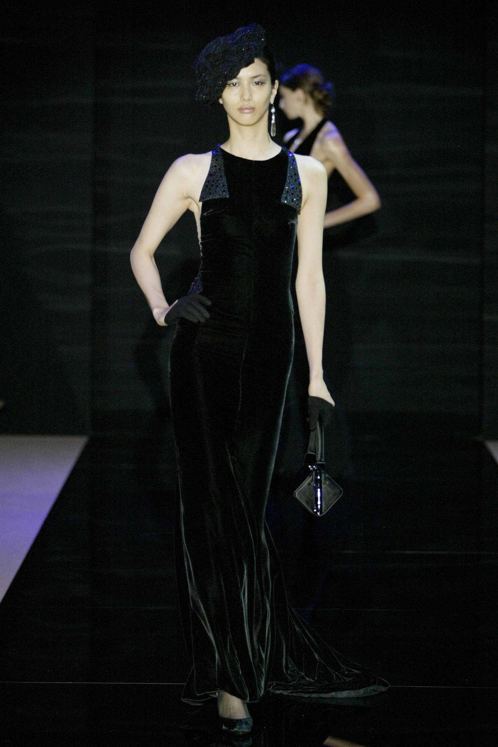 black velvet fitted gown