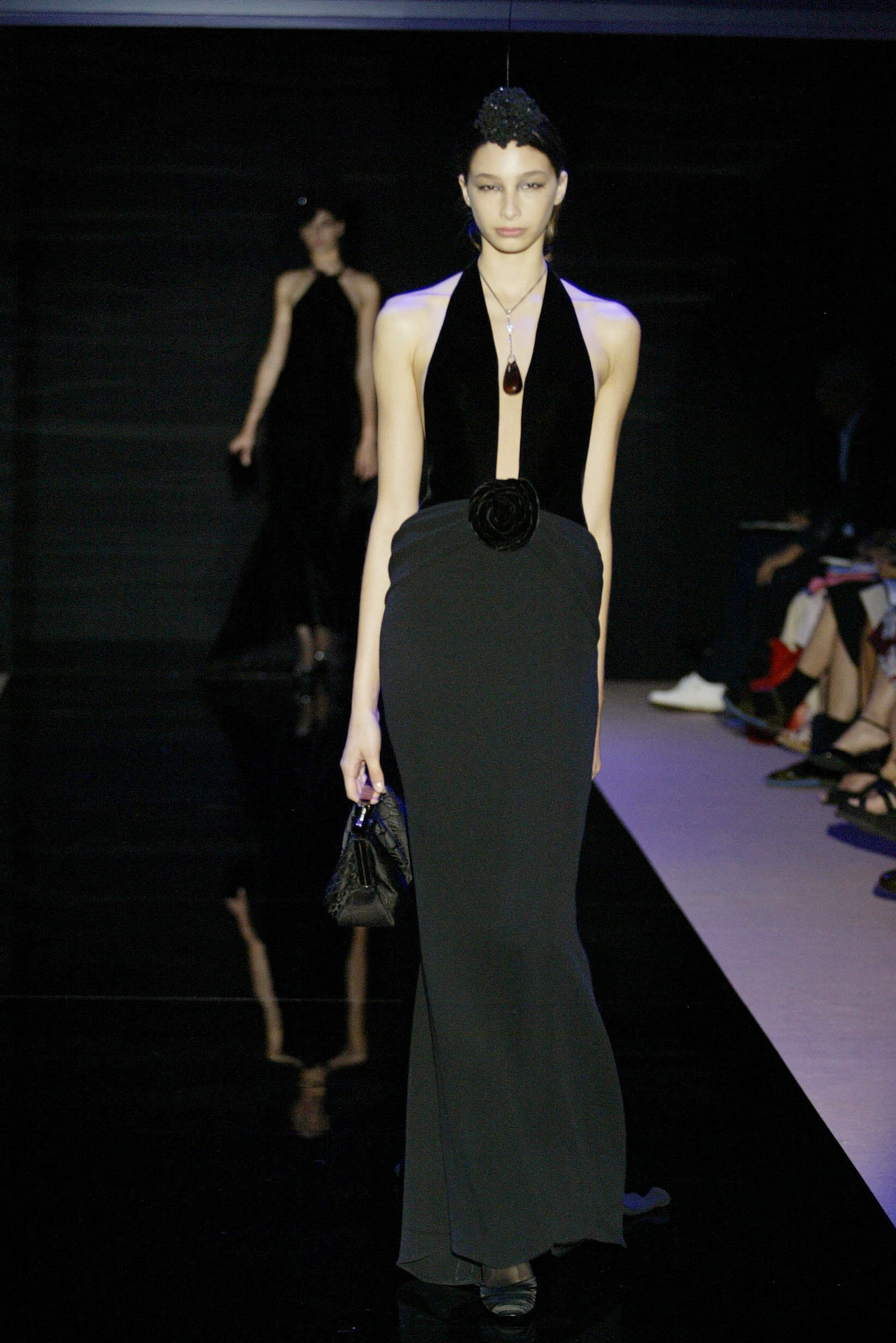 black velvet sleeveless gown