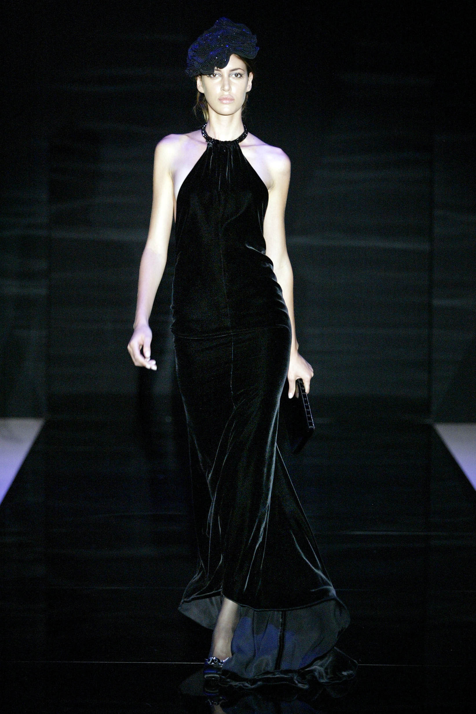 black velvet halter gown