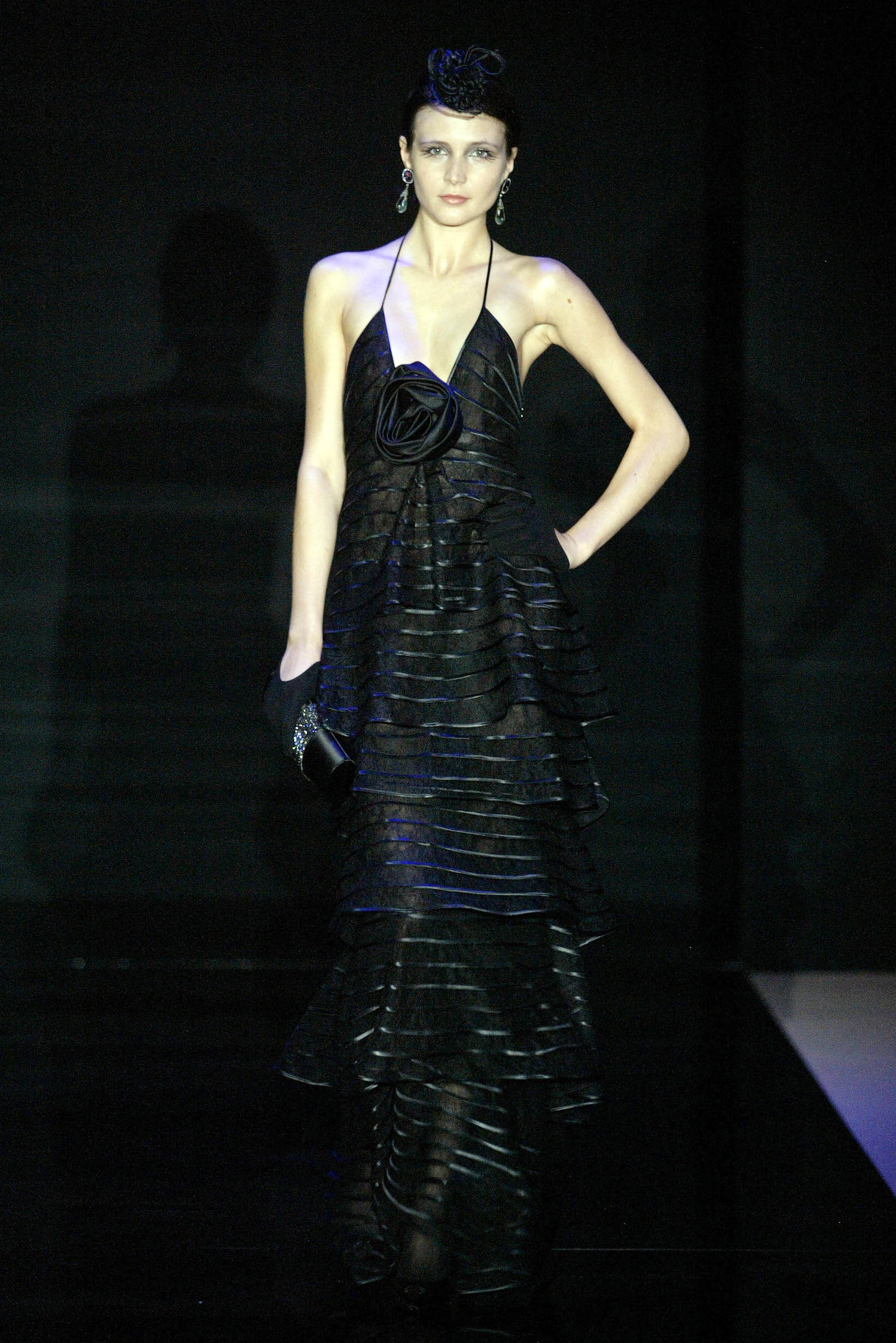 black silk sleeveless gown