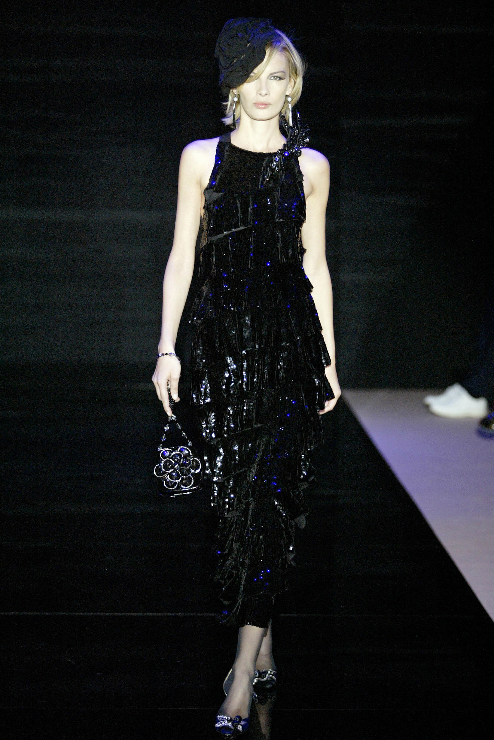 black pleated midi dress