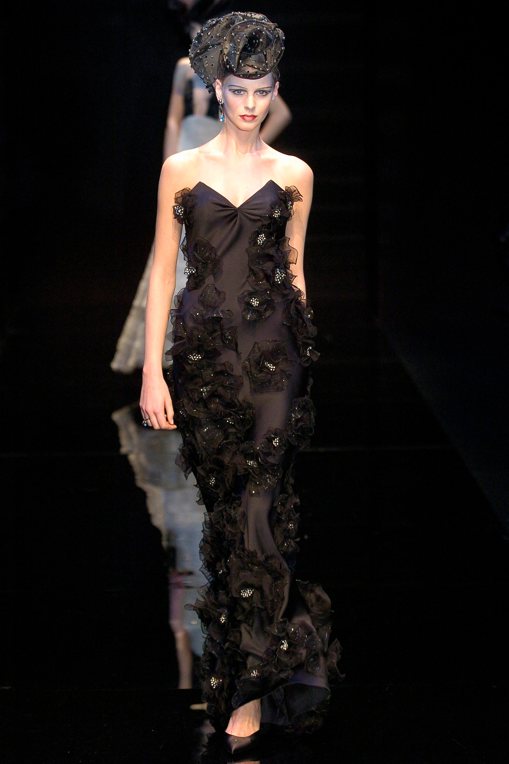 black silk sleeveless gown