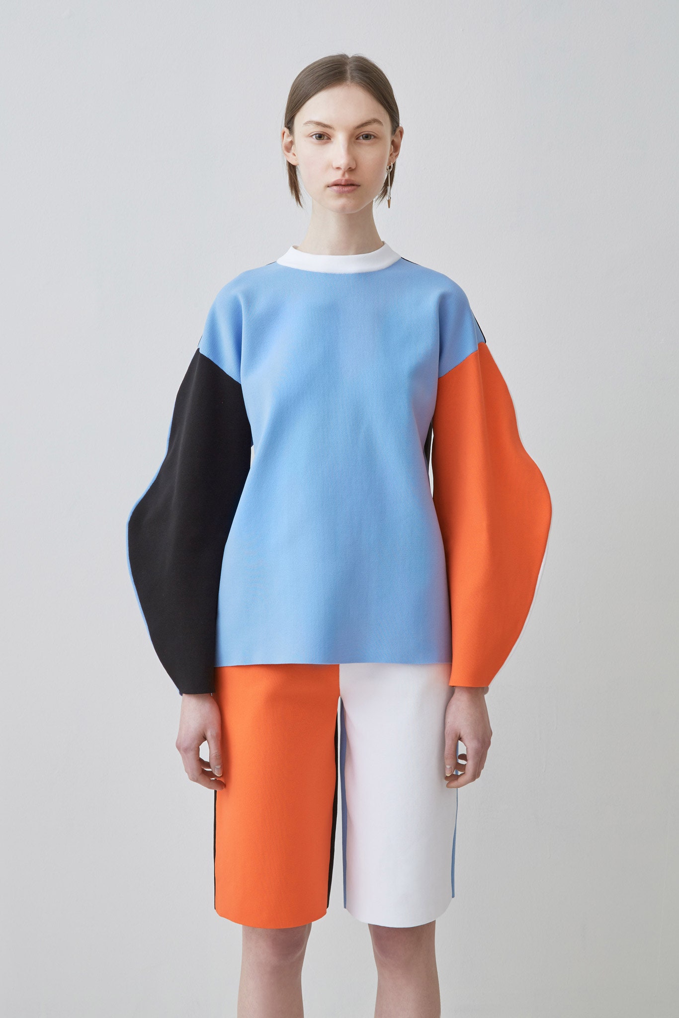 color-blocked top and shorts