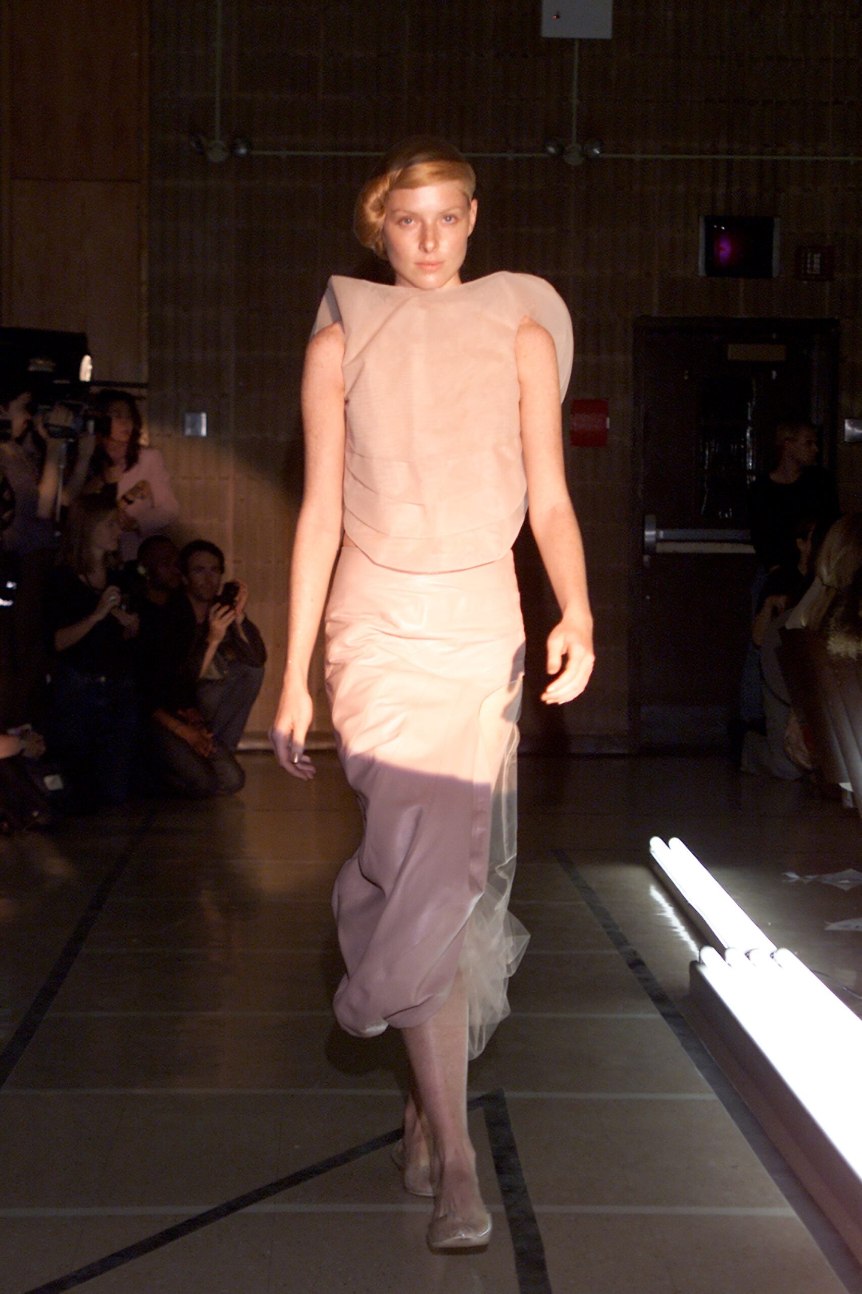 fitted pink silk midi dress