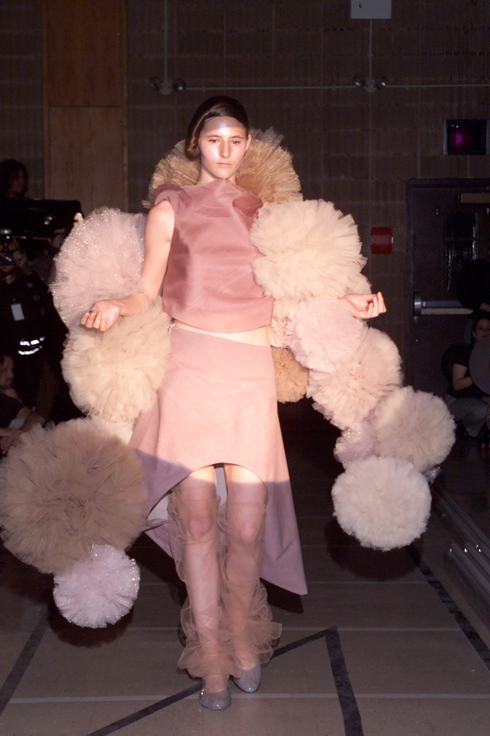 pink silk top asymmetric skirt