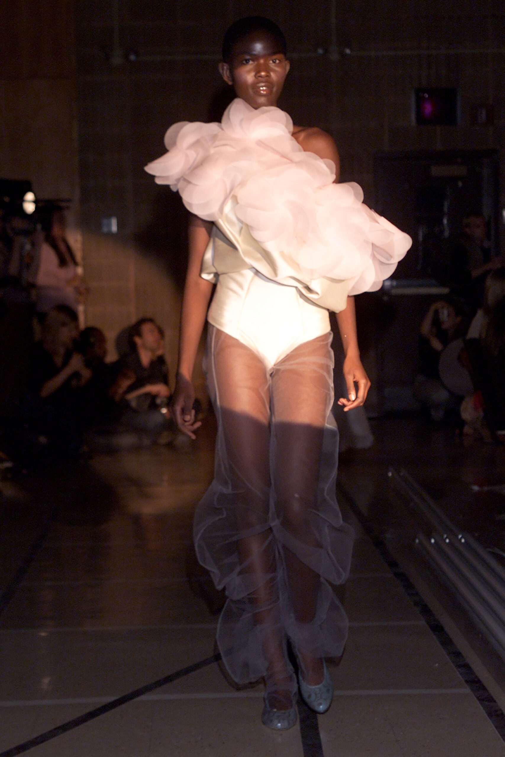 white layered tulle midi dress