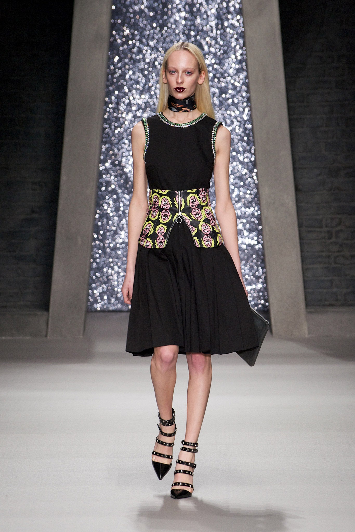 black pleated midi dress