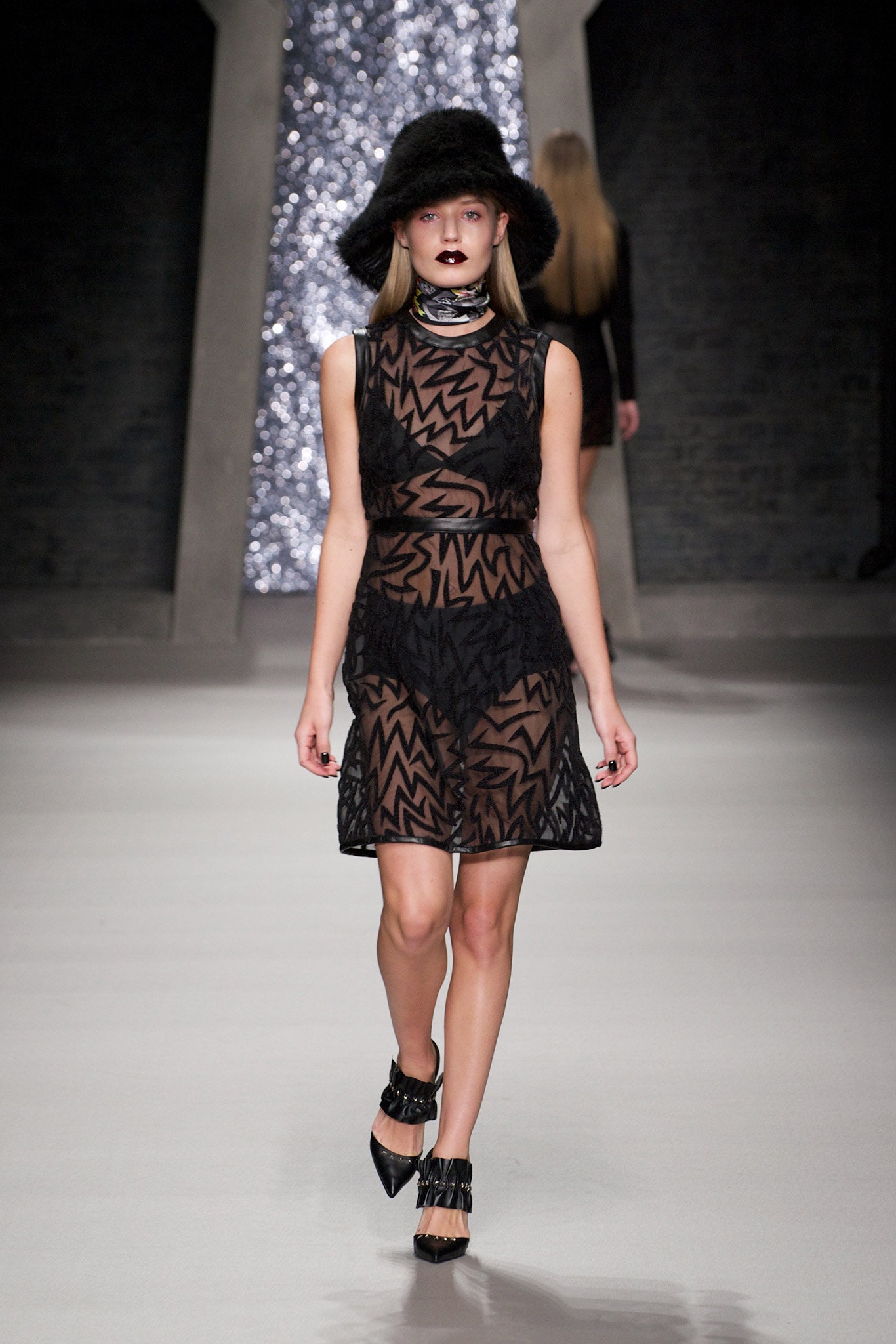 black lace sleeveless mini dress