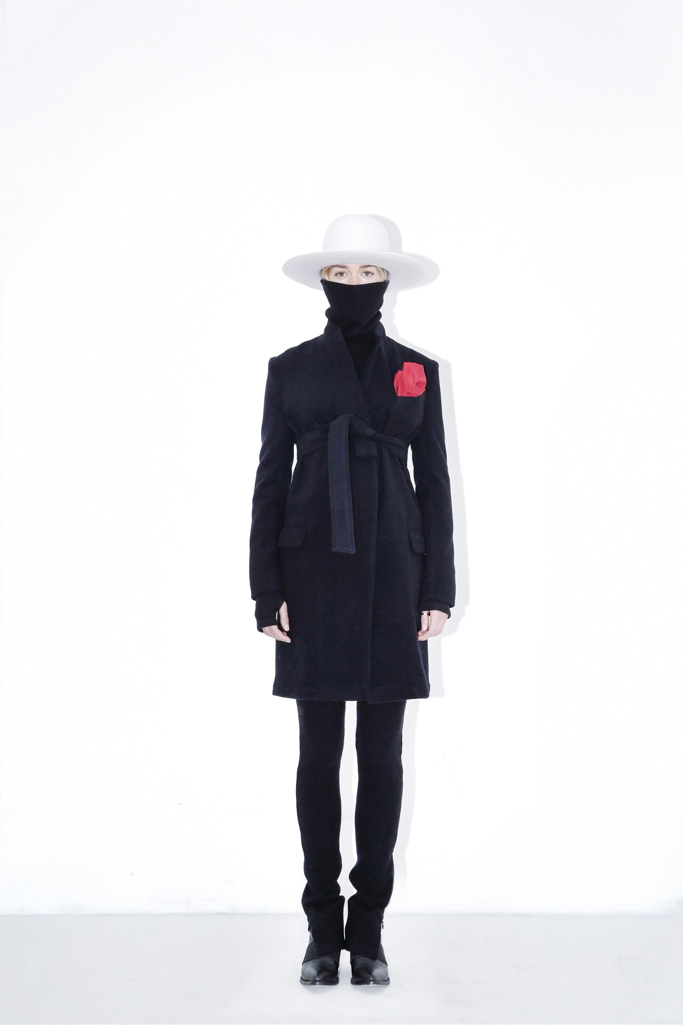 black wool coat with hat