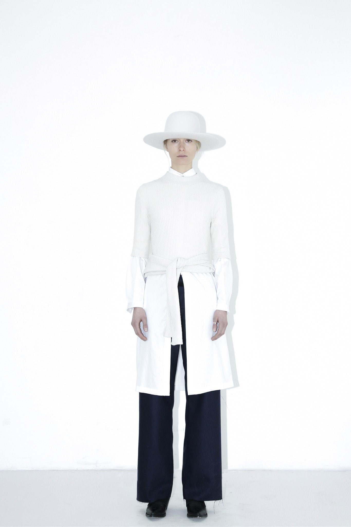 white shirt black pants outfit
